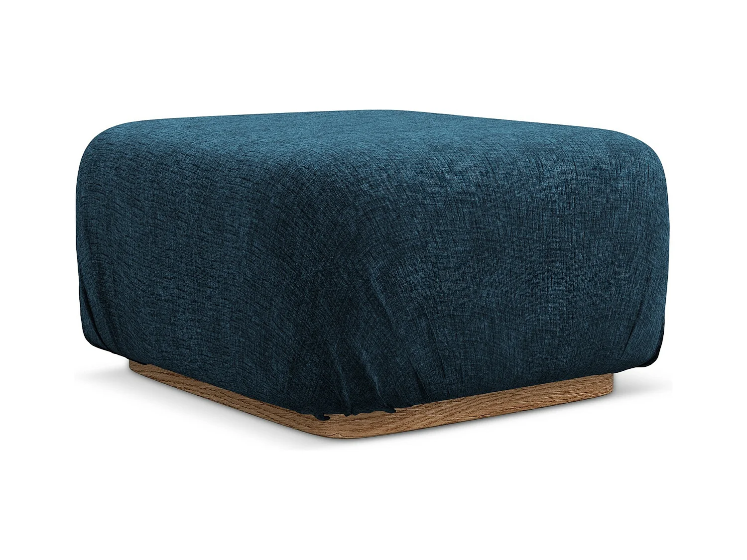 Pouf en tissu chenille - bleu royal - AILANI