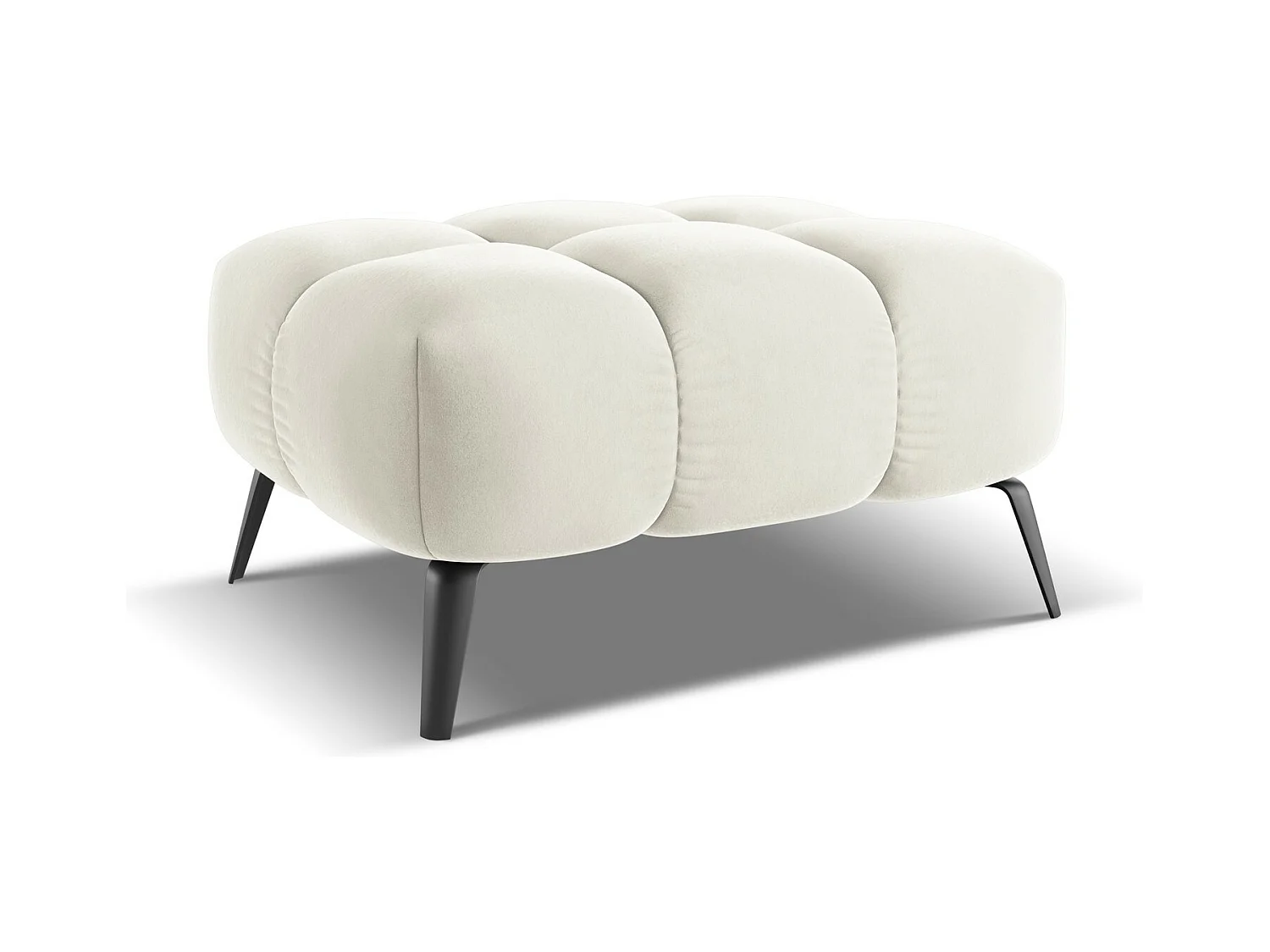 Pouf en velours - beige clair - NALU