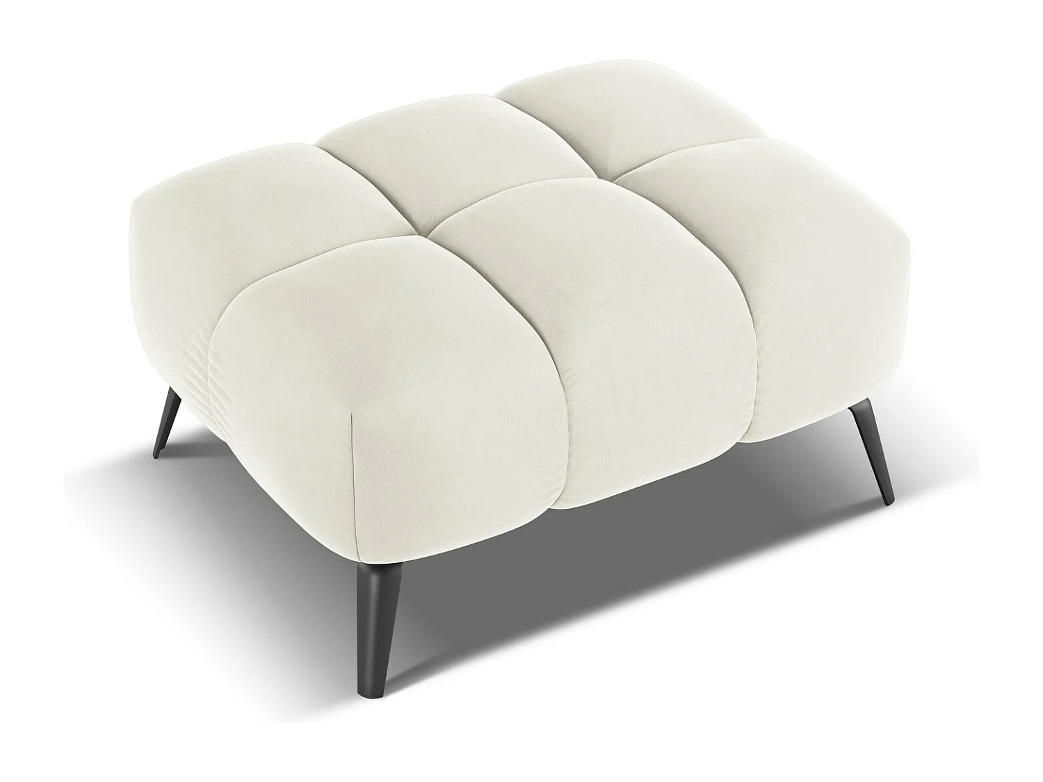 Pouf en velours - beige clair - NALU