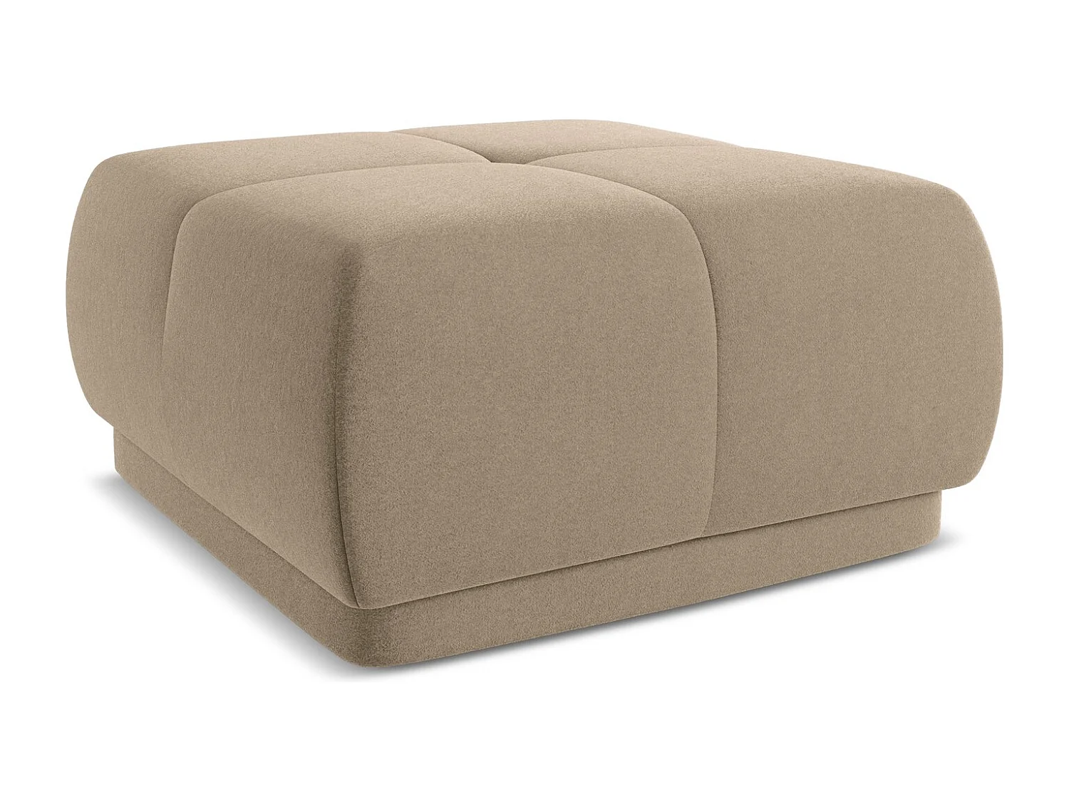 Pouf en velours - beige clair - HOKU