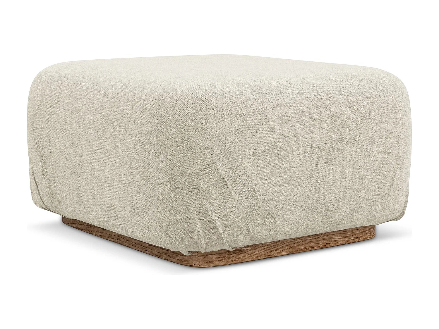 Pouf en tissu bouclette - beige clair - AILANI