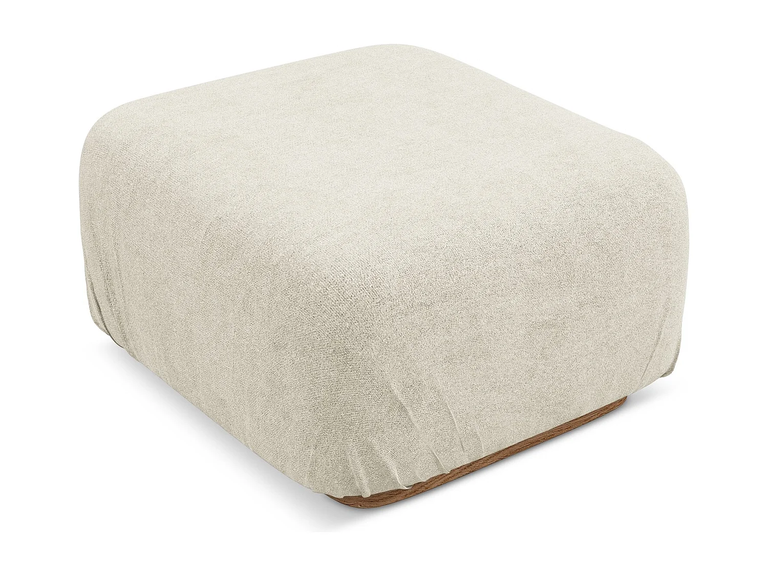 Pouf en tissu bouclette - beige clair - AILANI