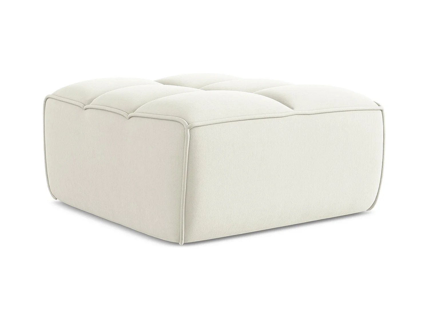 Pouf en velours - beige clair - KALAI