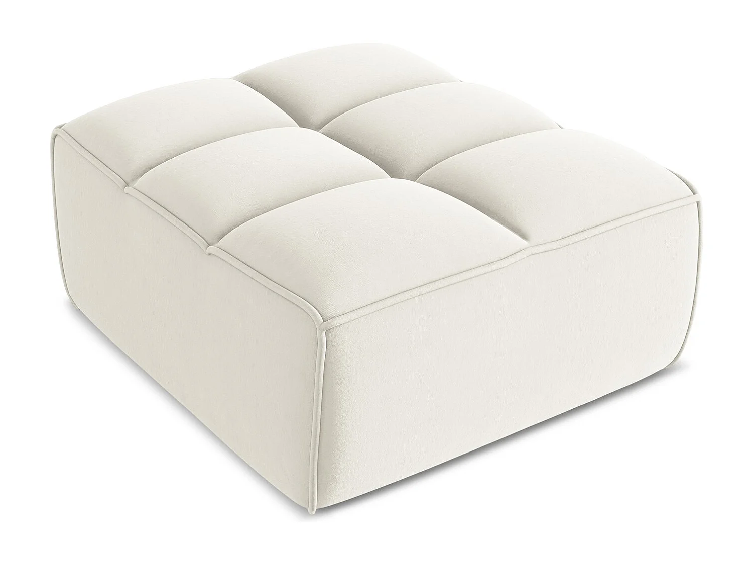 Pouf - Hocker - Samt - Hell beige - KALAI