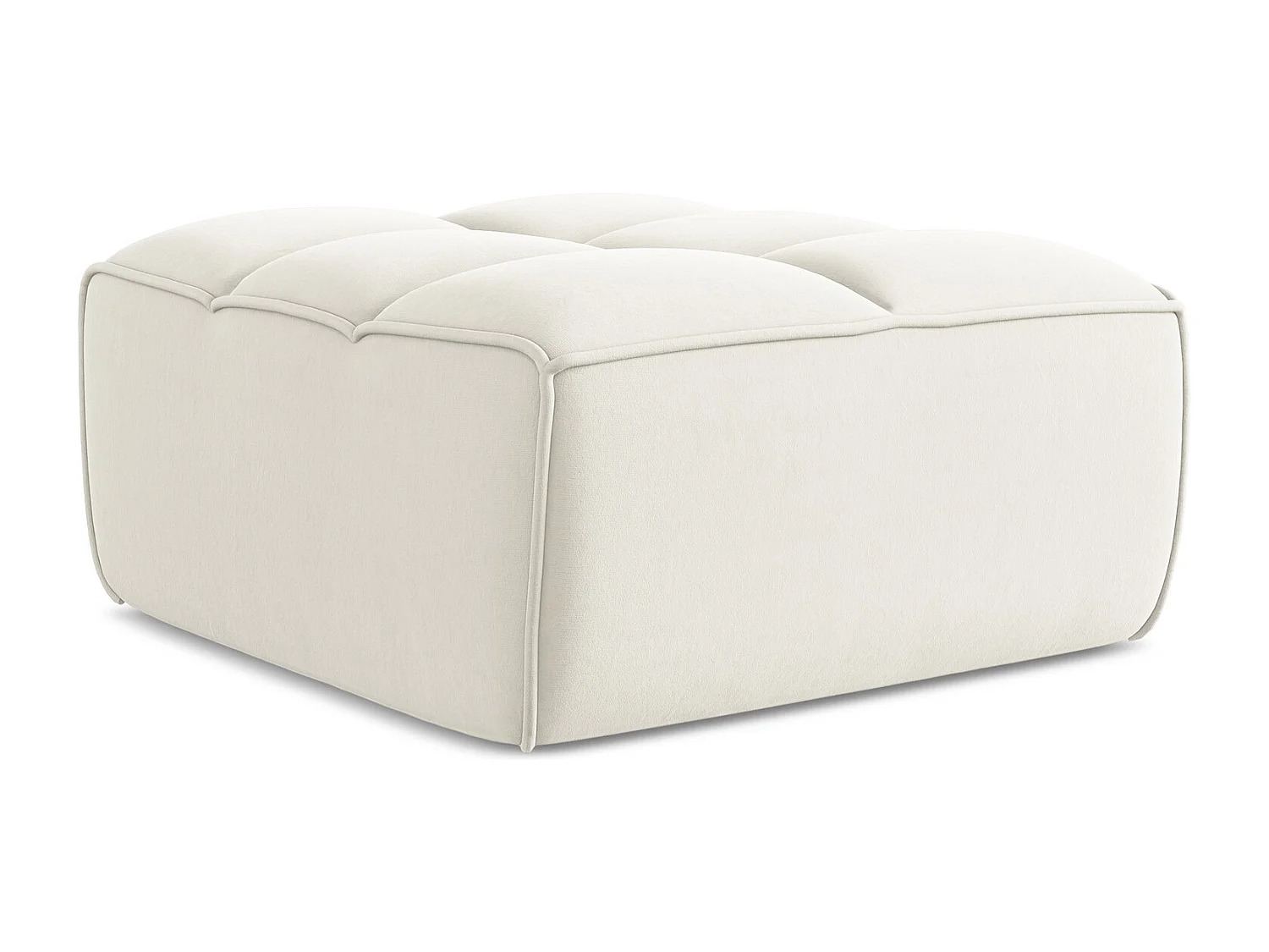 Pouf en velours - beige clair - KALAI