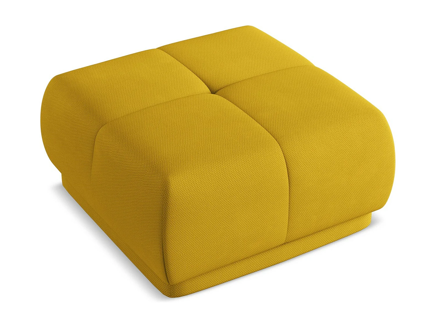 Poef van mosterd chenille stof - HOKU