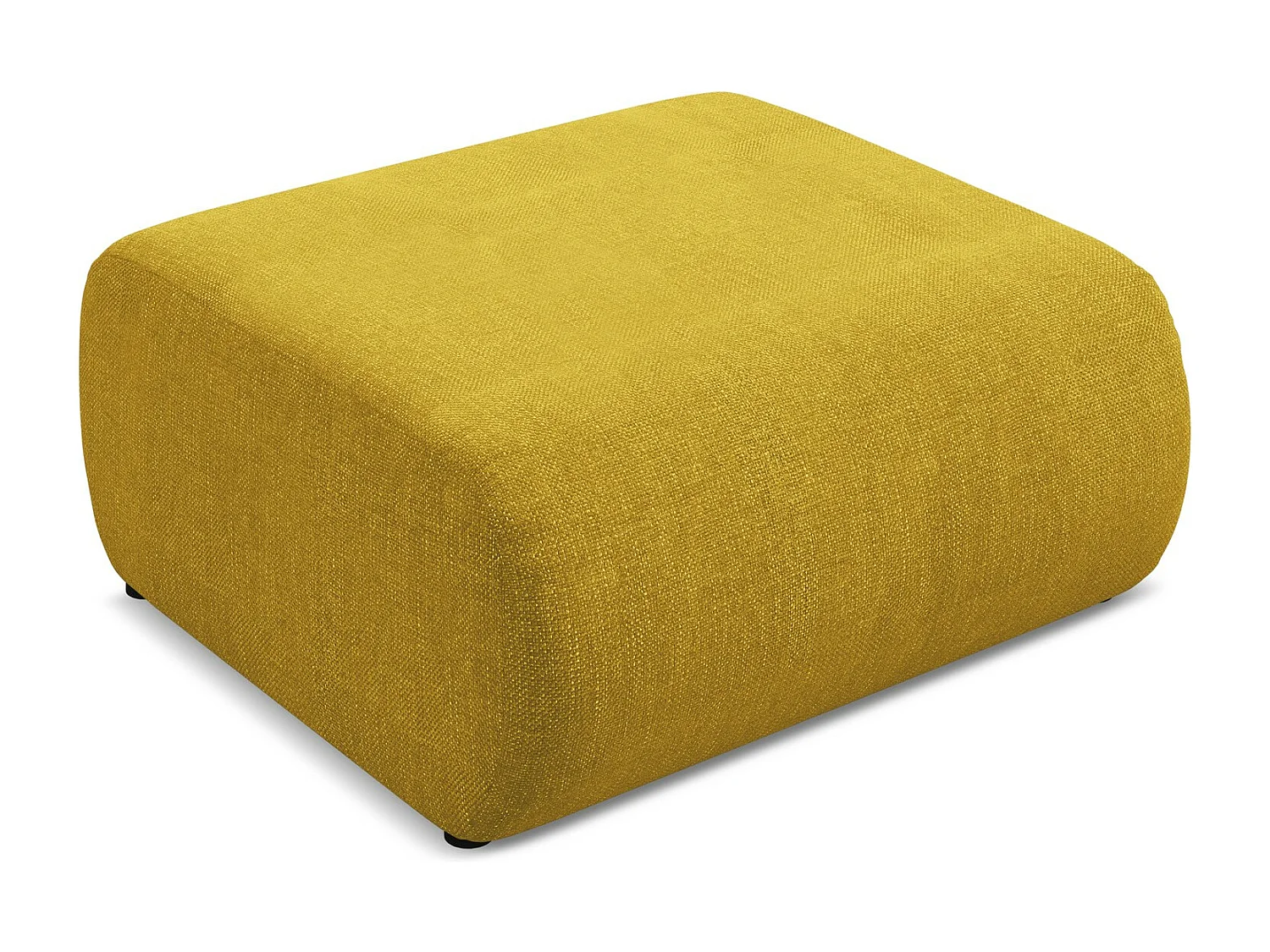 Puff em tecido chenille mostarda - EKAHI