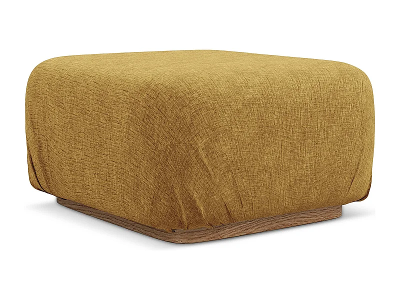 Pouf en tissu chenille - moutarde - AILANI