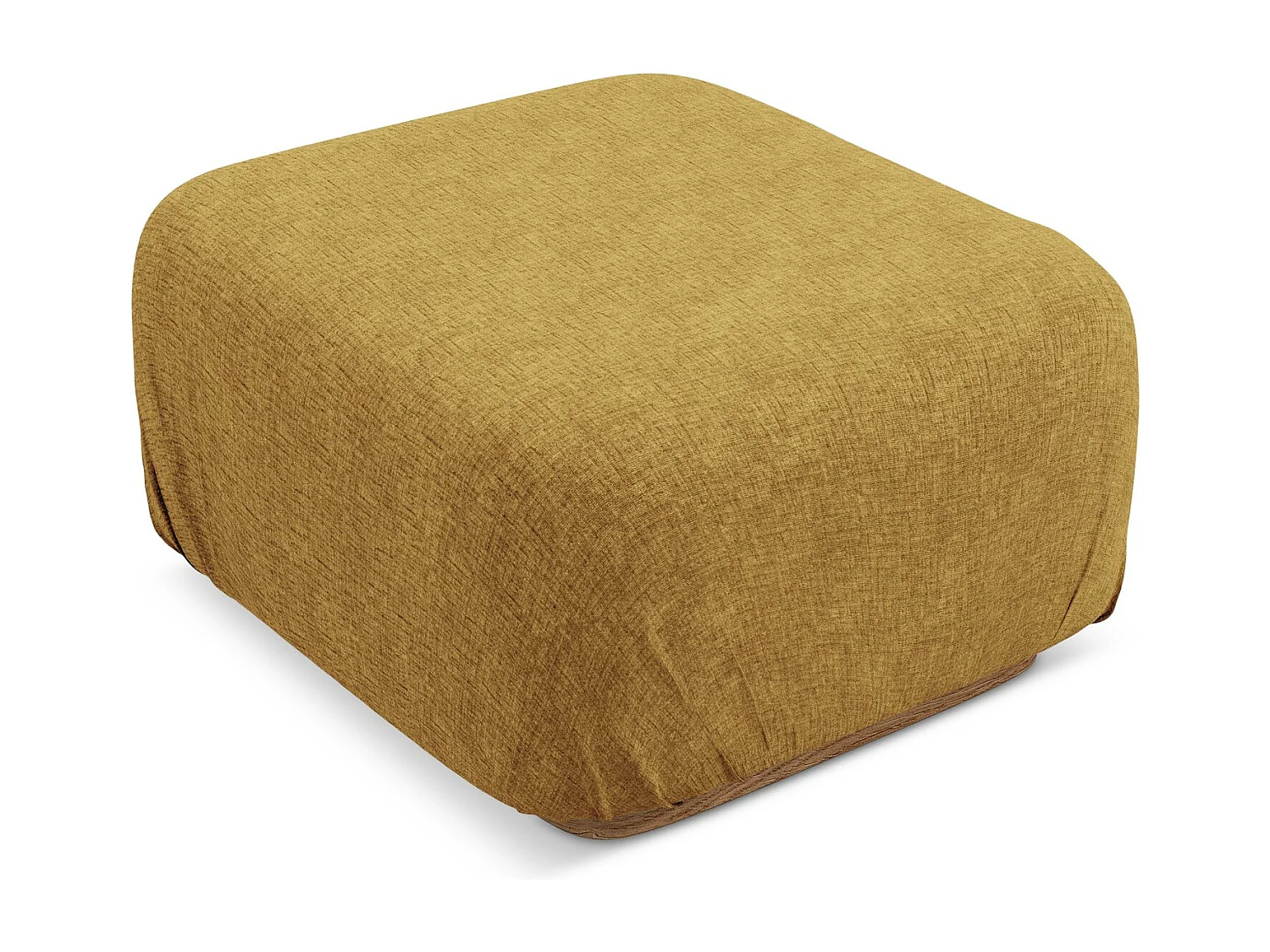 Poef van mosterd chenille stof - AILANI