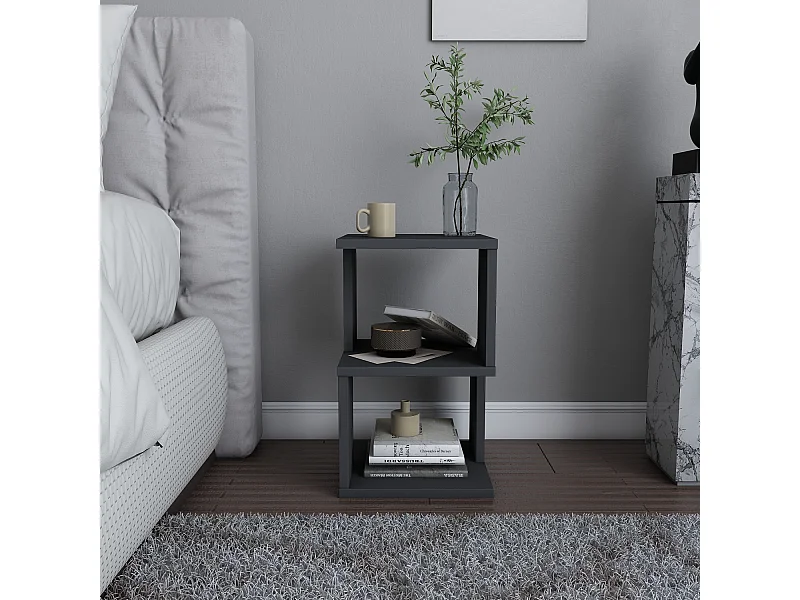 Table de chevet Carter , Etagères ouvertes, table d'appoint (Anthracite)