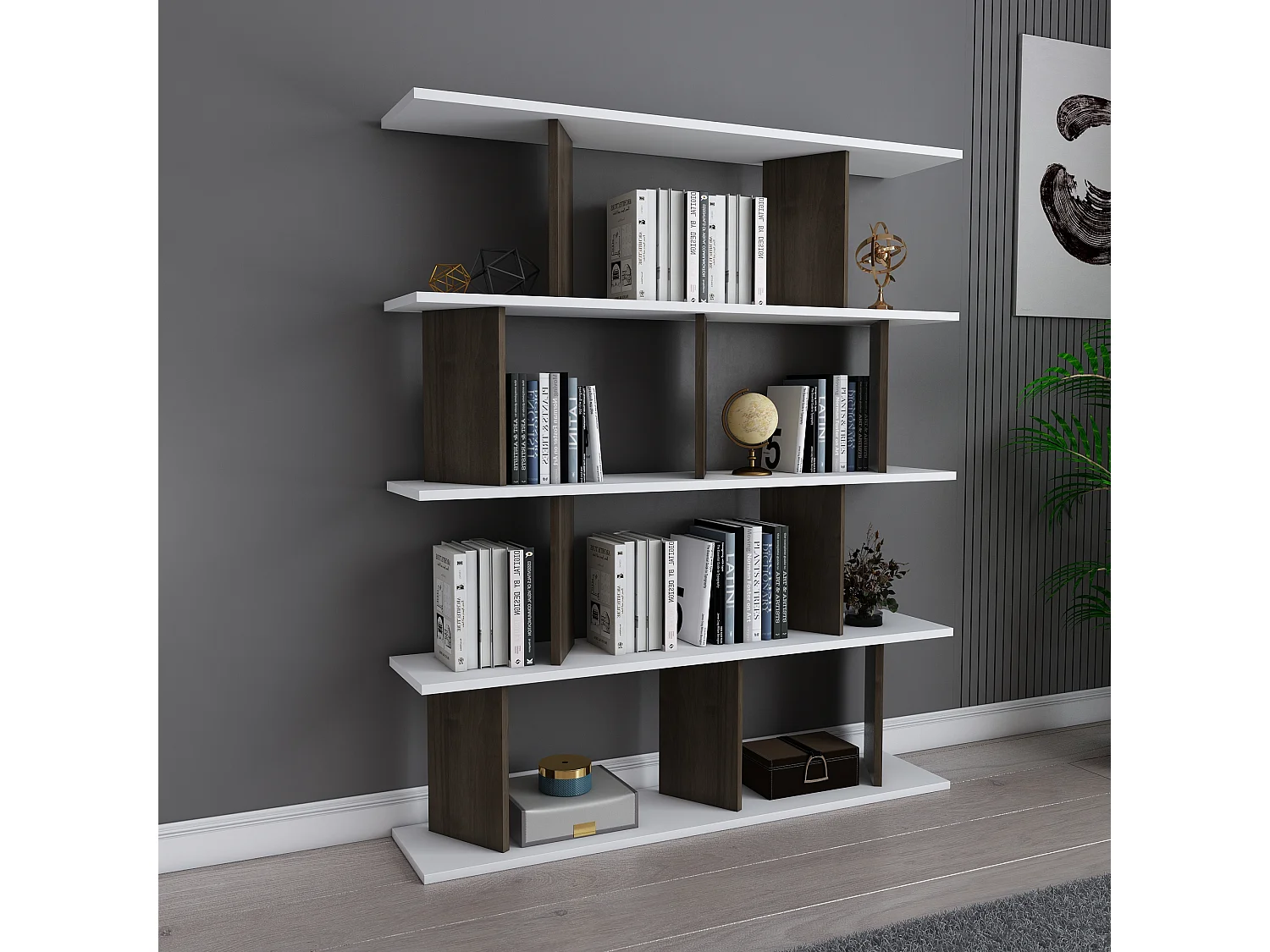 Decorotika Grace Bookcase  5-tier - W 120 cm x H 141 cm x D 24.6 cm