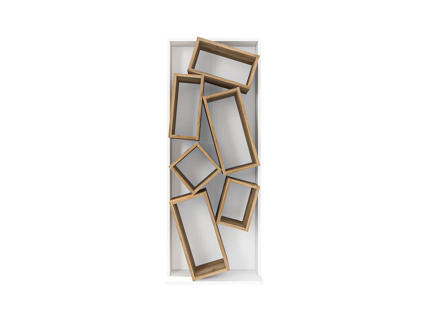 Carmen Bibliothèque Design Géométrique (Blanc et Noyer)