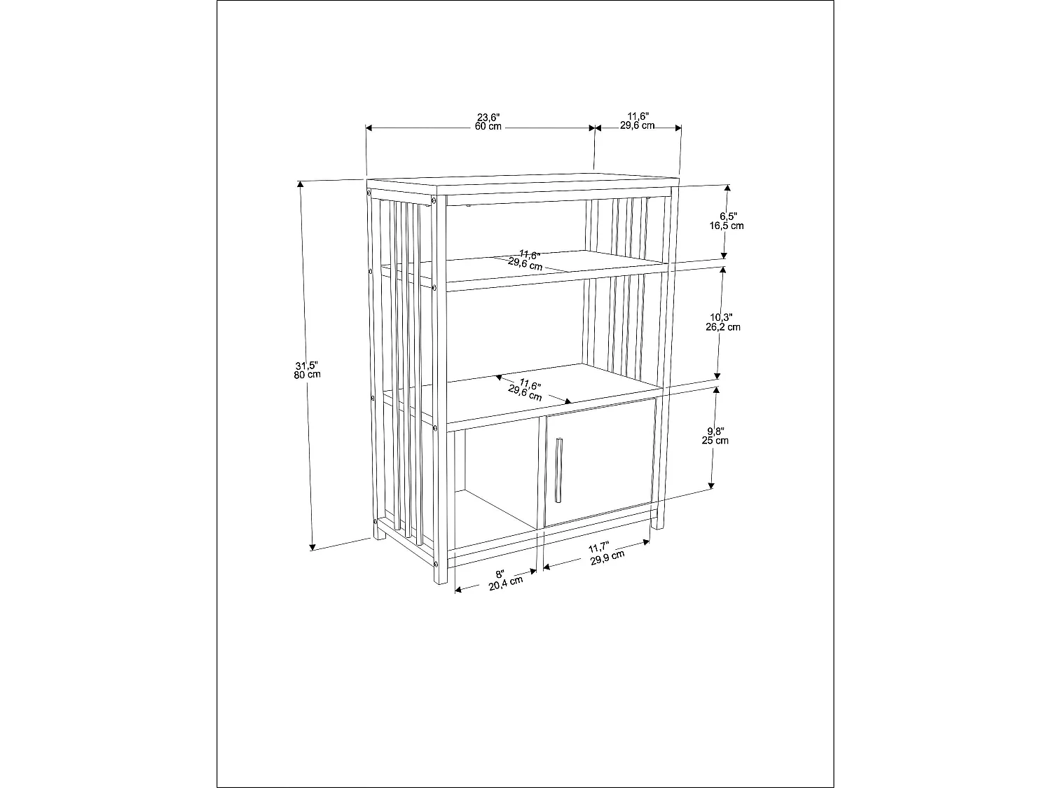 Bibliothèque Letos avec le cadre en métal et armoire, design stylistique (Vert et Blanc)
