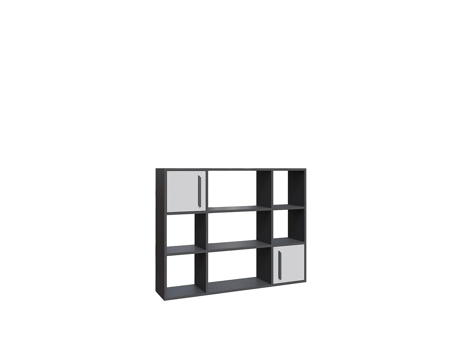Randall Bibliothèque Rangement avec 2 Armoires et 7 Niches | Dos nu (Anthracite et Blanc)