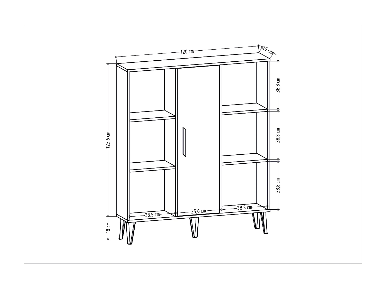 Peoria Bibliothèque à 6 Etagères Ouvertes Armoire Rangement Classique (Chêne et Anthracite)