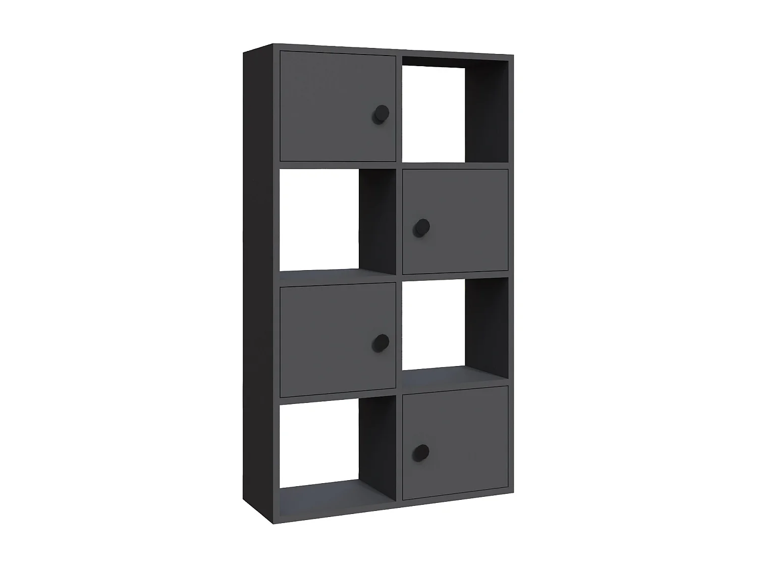 Tasso 123 cm H Bibliothèque 3 Étagères Ouvertes avec 3 Armoires Dos nu Rangement (Anthracite)