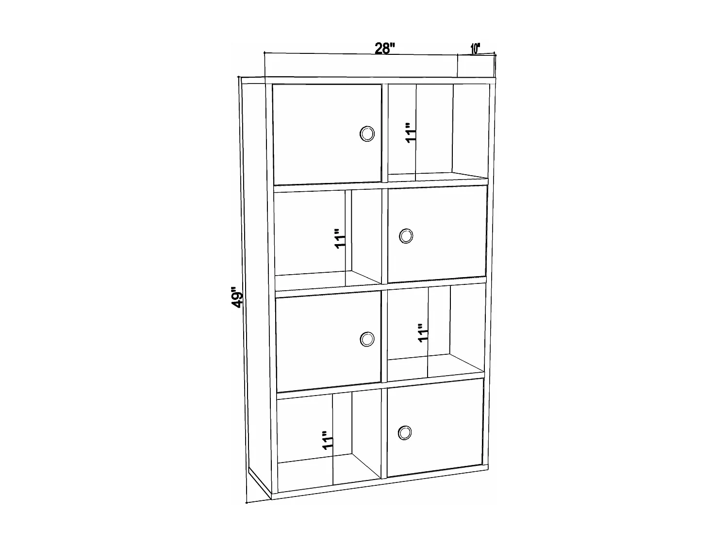 Tasso 123 cm H Bibliothèque 3 Étagères Ouvertes avec 3 Armoires Dos nu Rangement (Anthracite)