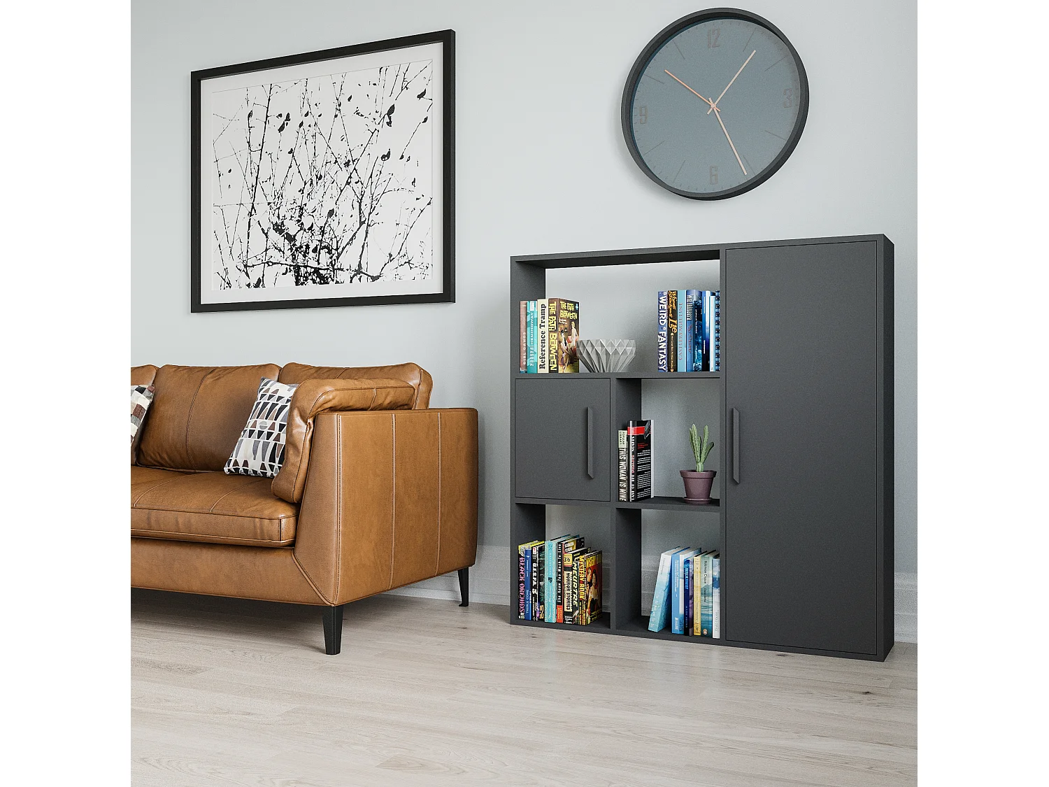 Ridge 124 cm H Bibliothèque Étagères Ouvertes et Armoires (Anthracite)