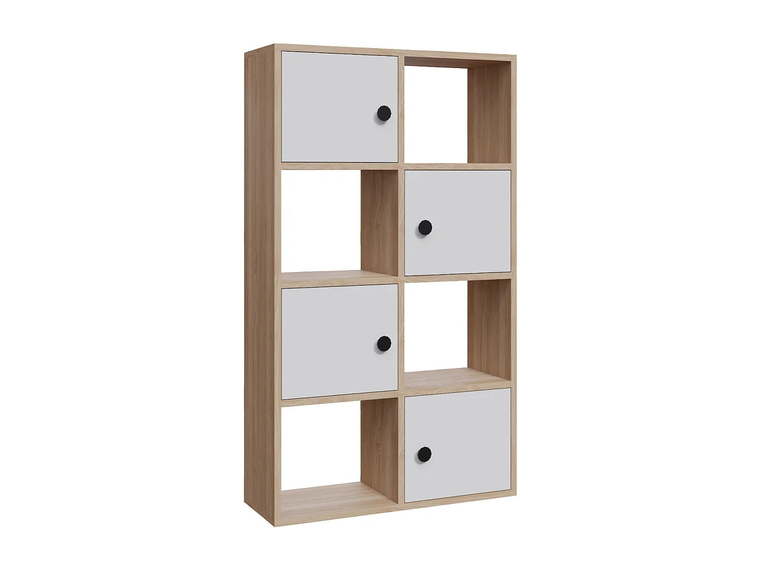 Tasso 123 cm H Bibliothèque 3 Étagères Ouvertes avec 3 Armoires Dos nu Rangement (Chêne et Blanc)