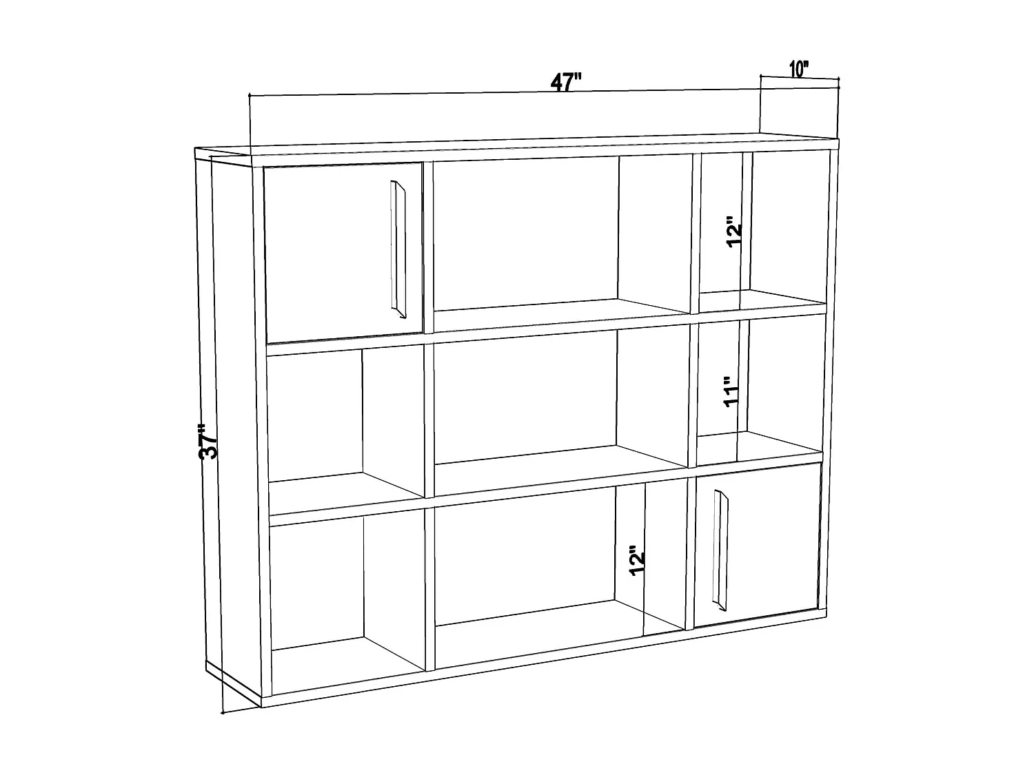 Randall Bibliothèque Rangement avec 2 Armoires et 7 Niches | Dos nu (Anthracite et Chêne)
