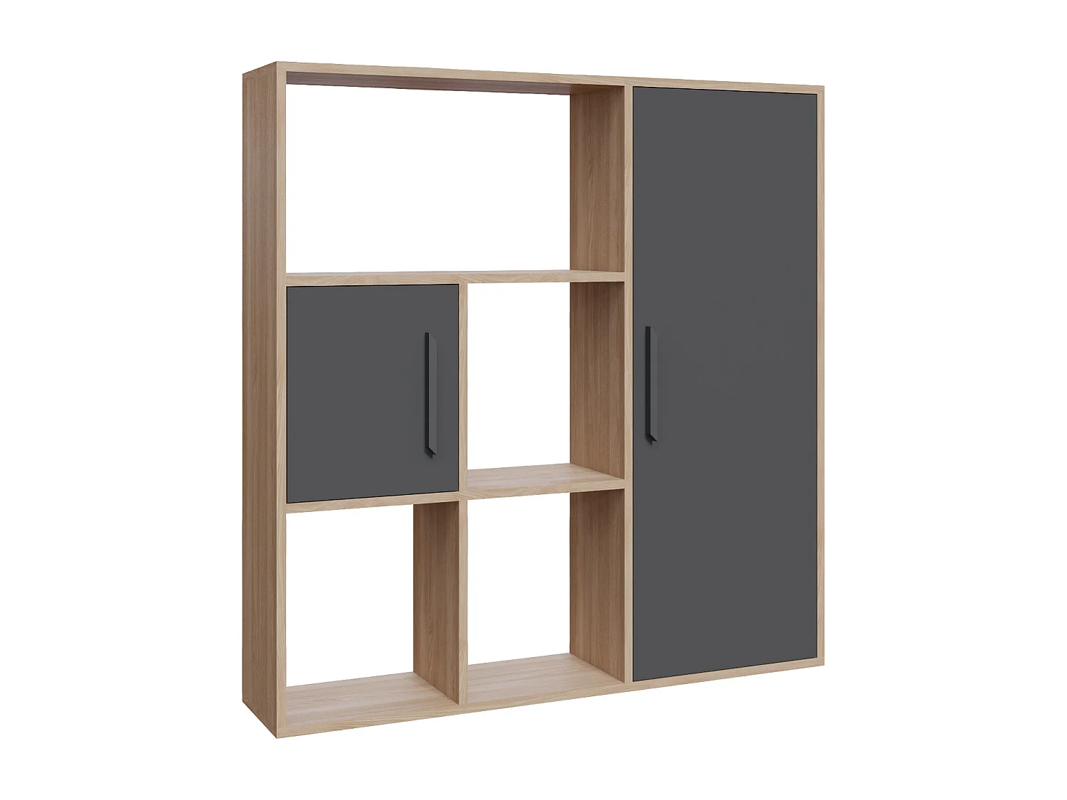 Ridge 124 cm H Bibliothèque Étagères Ouvertes et Armoires (Chêne et Anthracite)