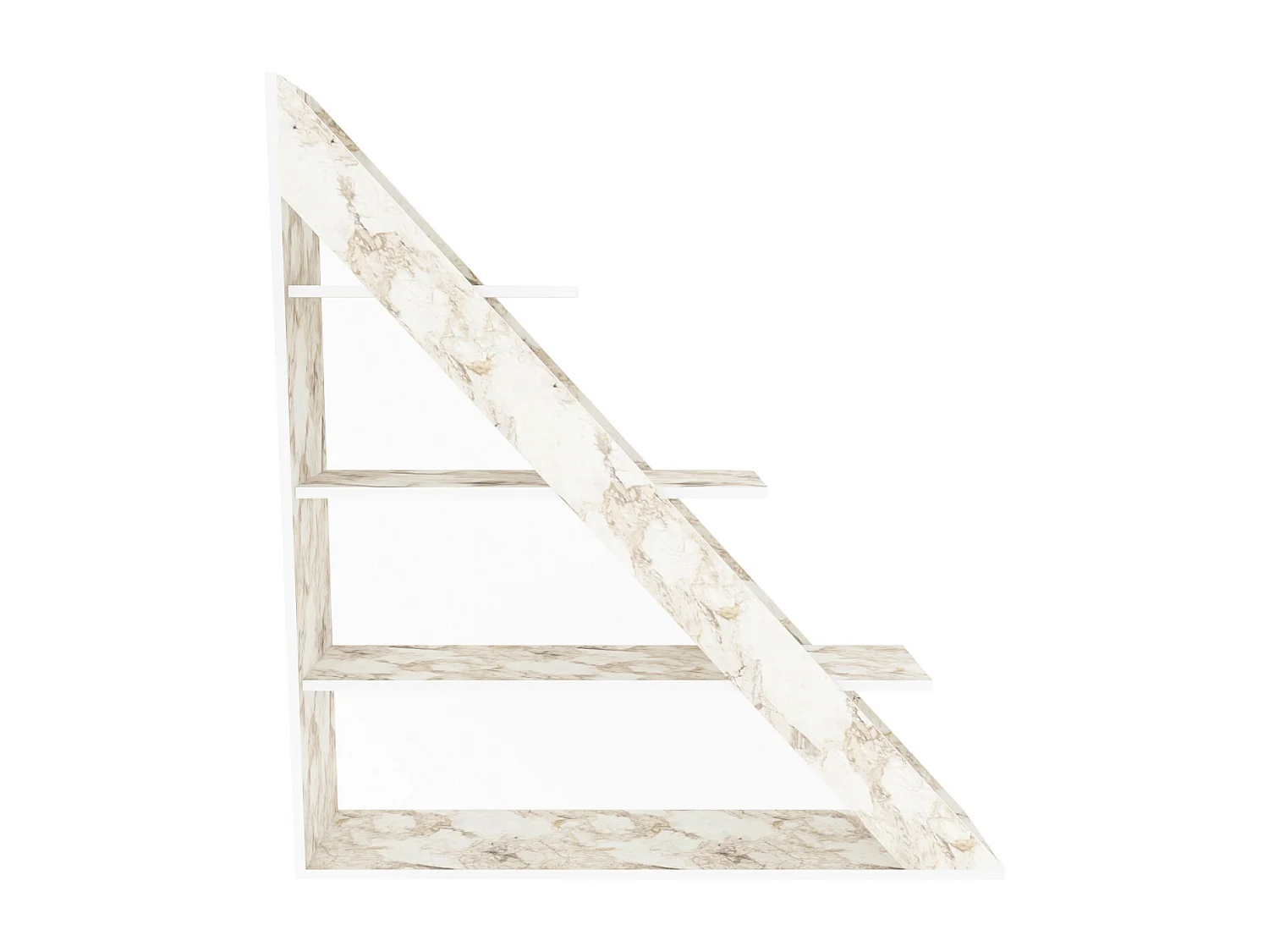 Pisagor Bibliothèque d'angle, Rangement et Étagère 3 Niveaux (Effet marbre blanc)