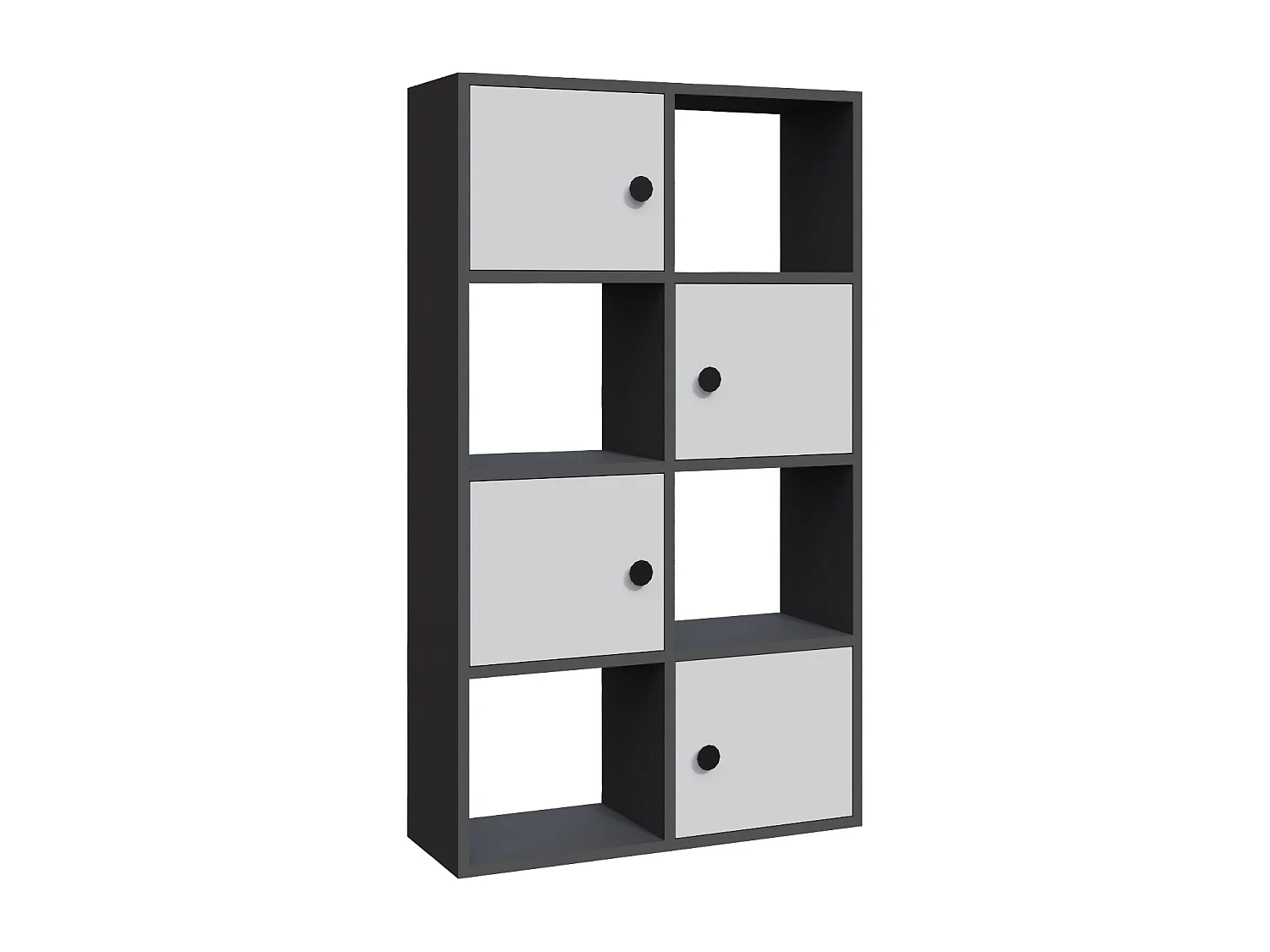 Tasso 123 cm H Bibliothèque 3 Étagères Ouvertes avec 3 Armoires Dos nu Rangement (Anthracite et Blanc)