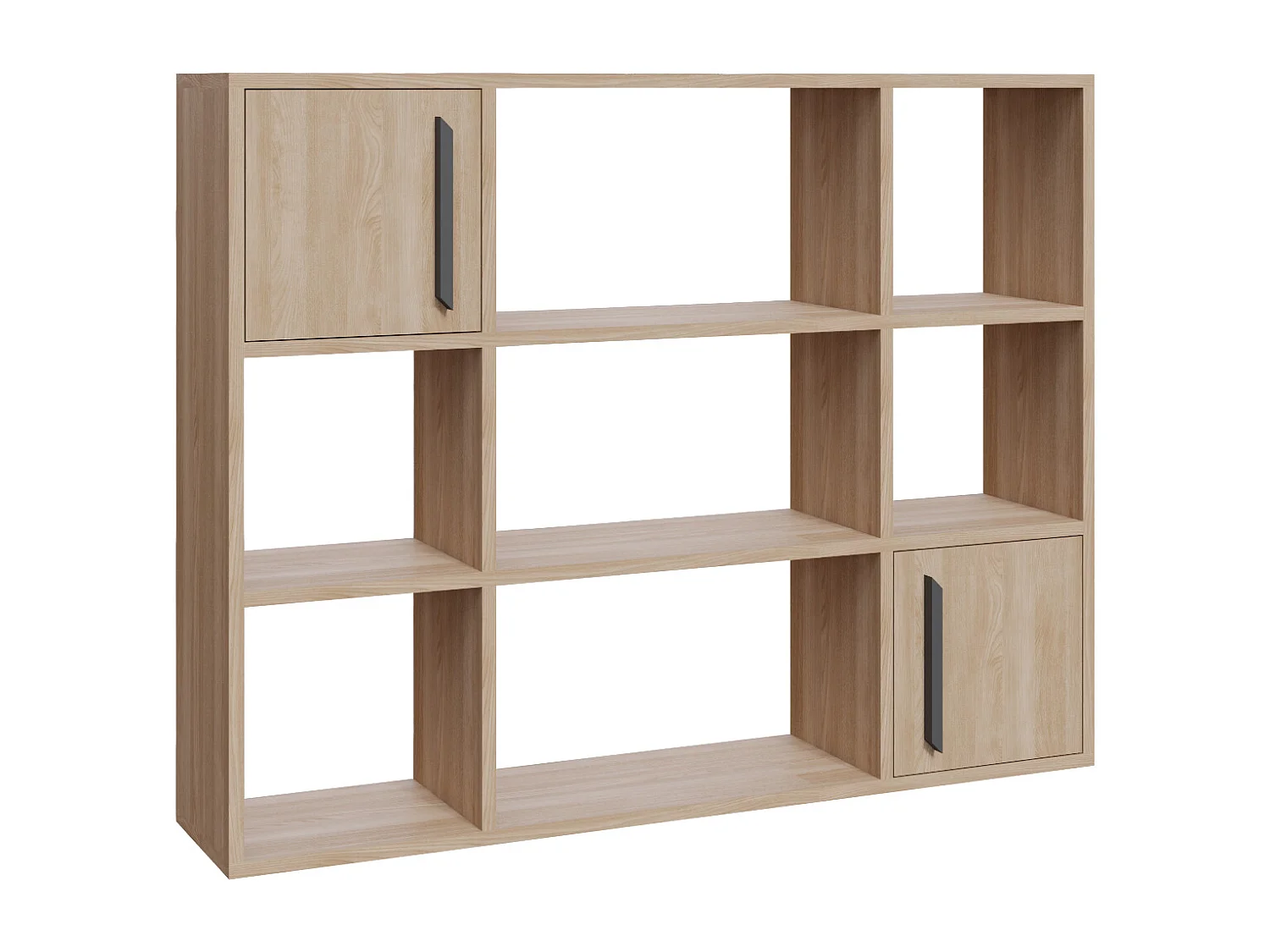 Randall Bibliothèque Rangement avec 2 Armoires et 7 Niches | Dos nu (Chêne)