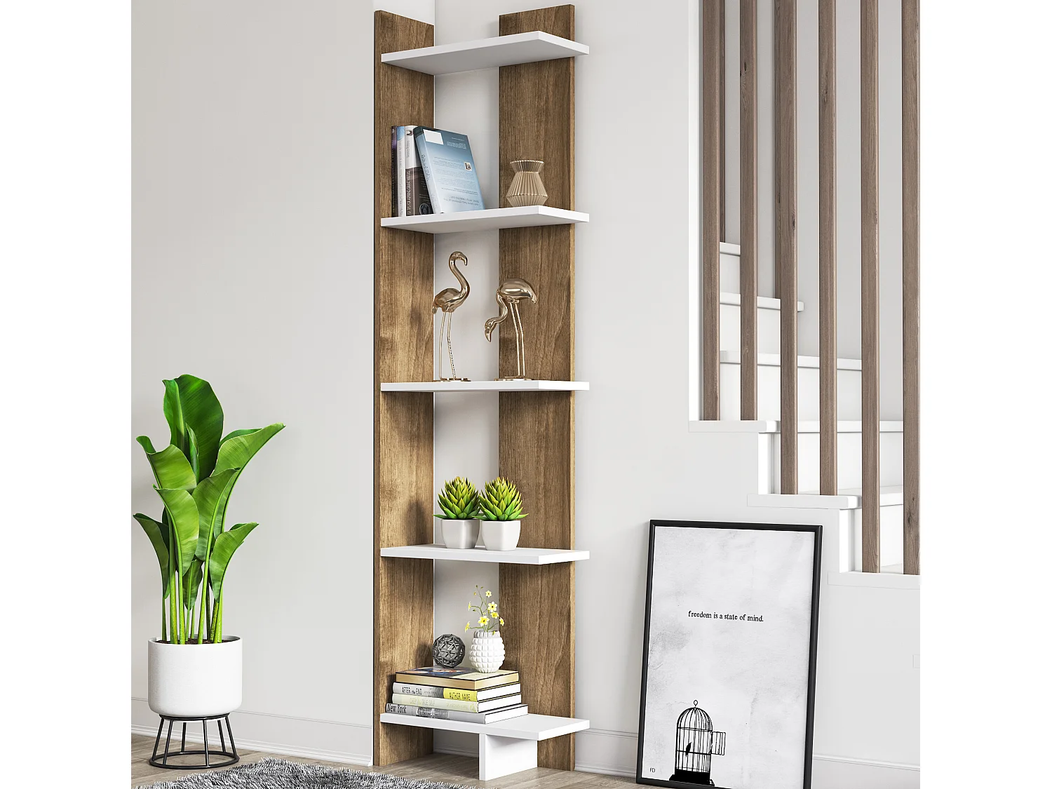 Bücherregal Alis Weiß&Walnuss