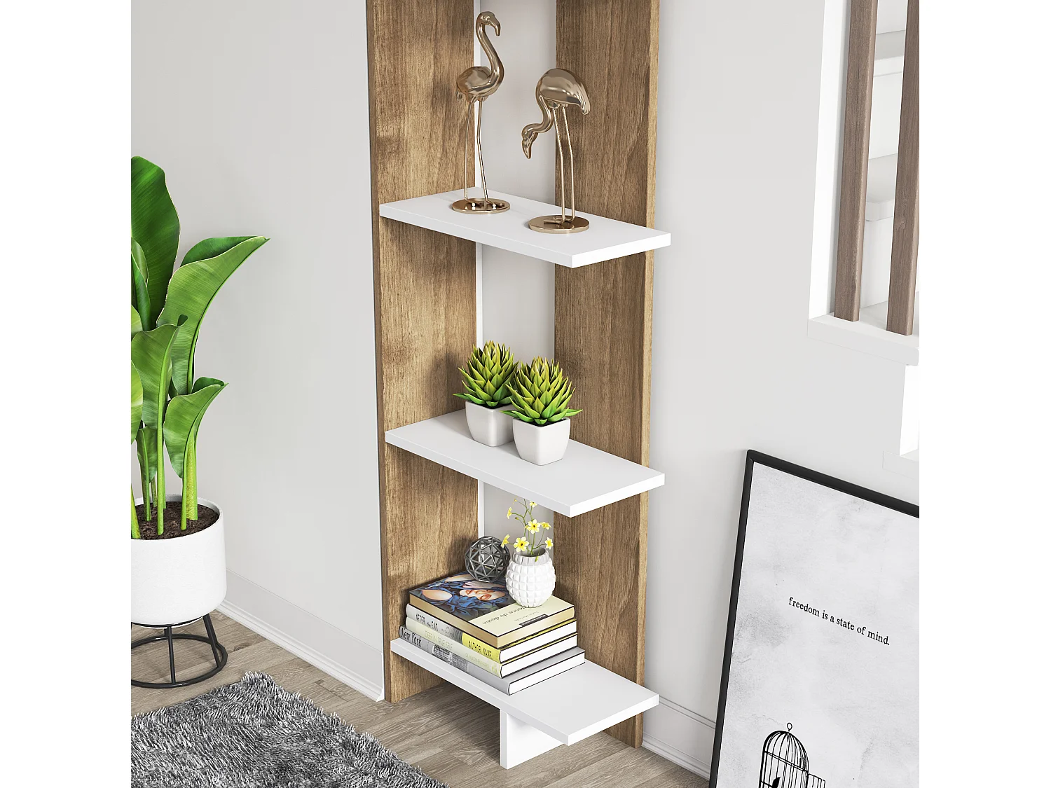 Bücherregal Alis Weiß&Walnuss