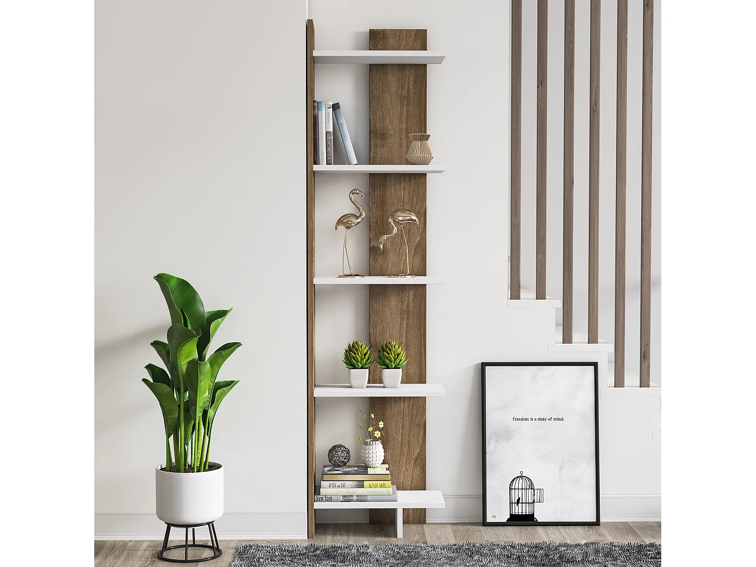 Bücherregal Alis Weiß&Walnuss