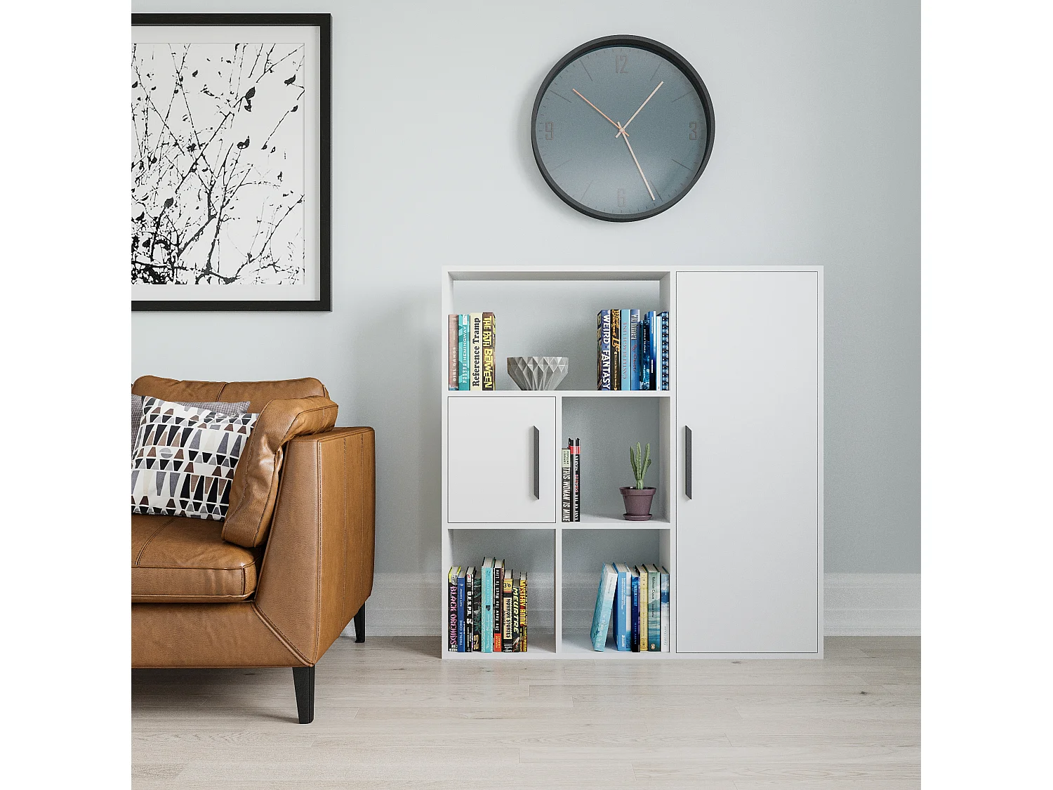 Ridge 124 cm H Bibliothèque Étagères Ouvertes et Armoires (Blanc)