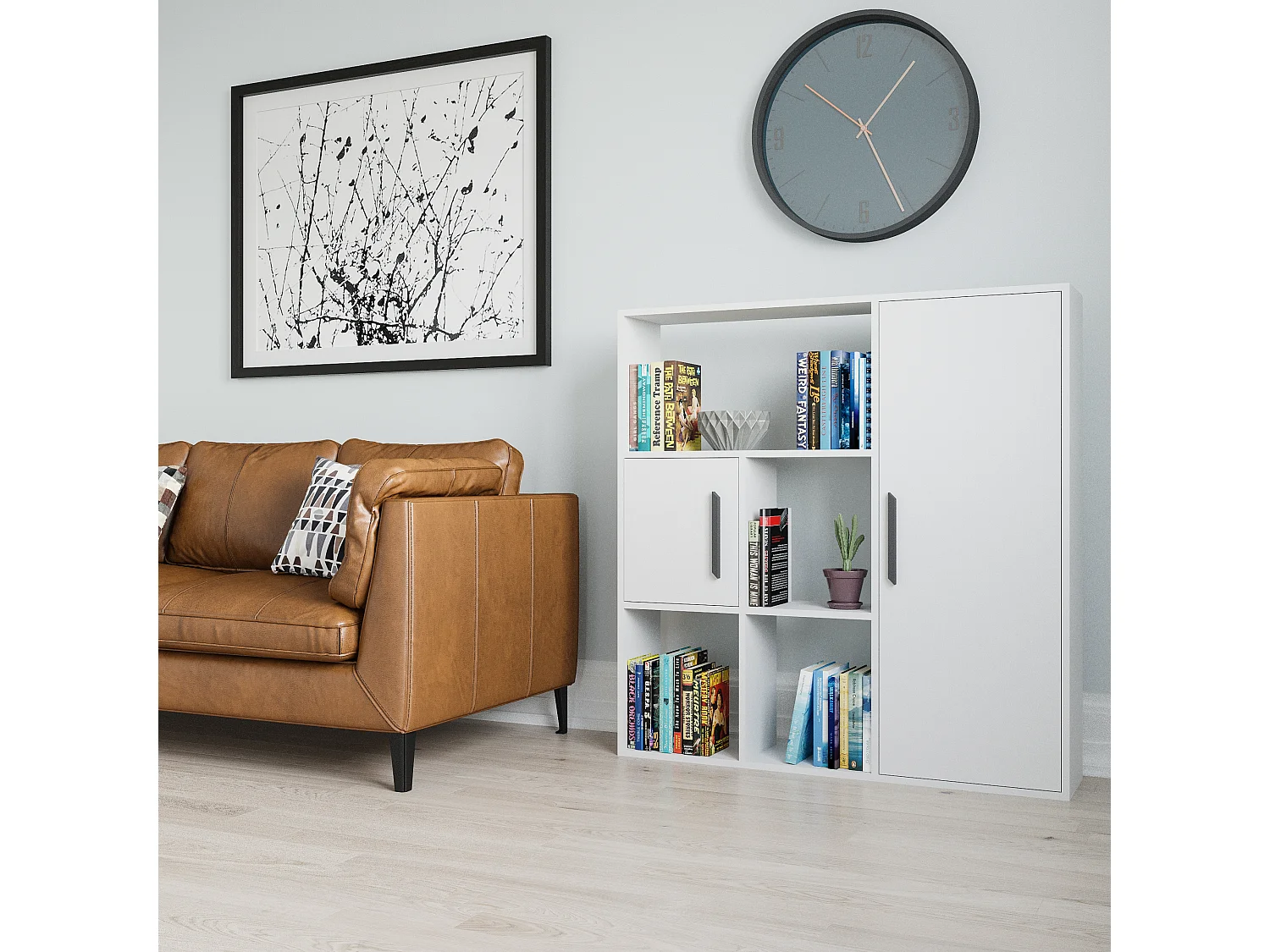 Ridge 124 cm H Bibliothèque Étagères Ouvertes et Armoires (Blanc)