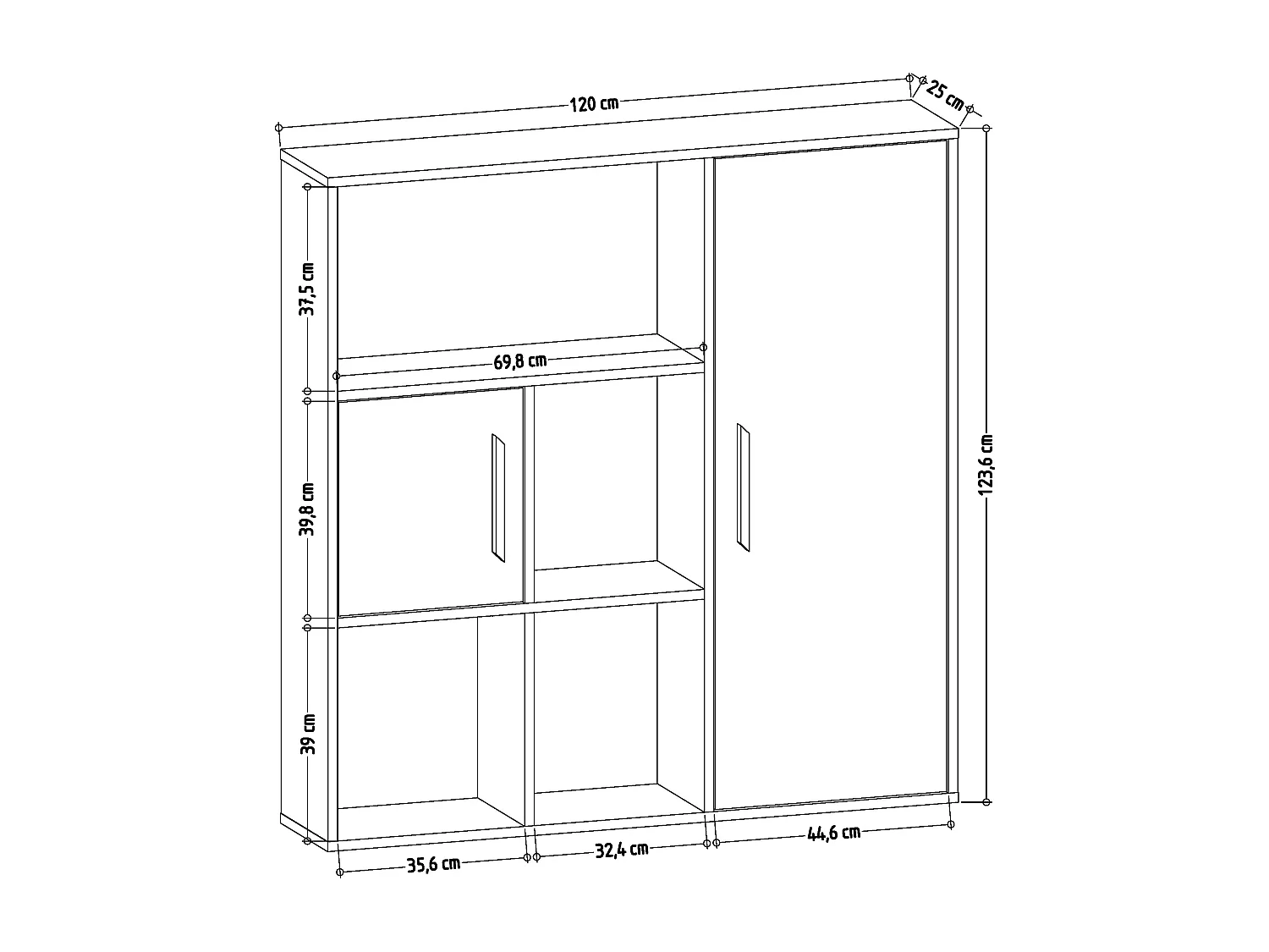 Ridge 124 cm H Bibliothèque Étagères Ouvertes et Armoires (Blanc)