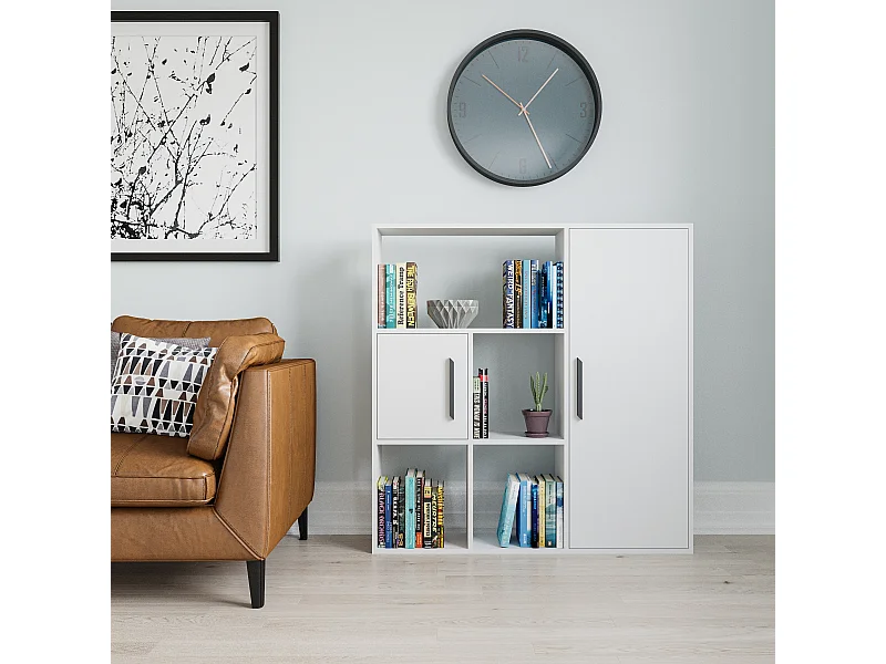 Ridge 124 cm H Bibliothèque Étagères Ouvertes et Armoires (Blanc)