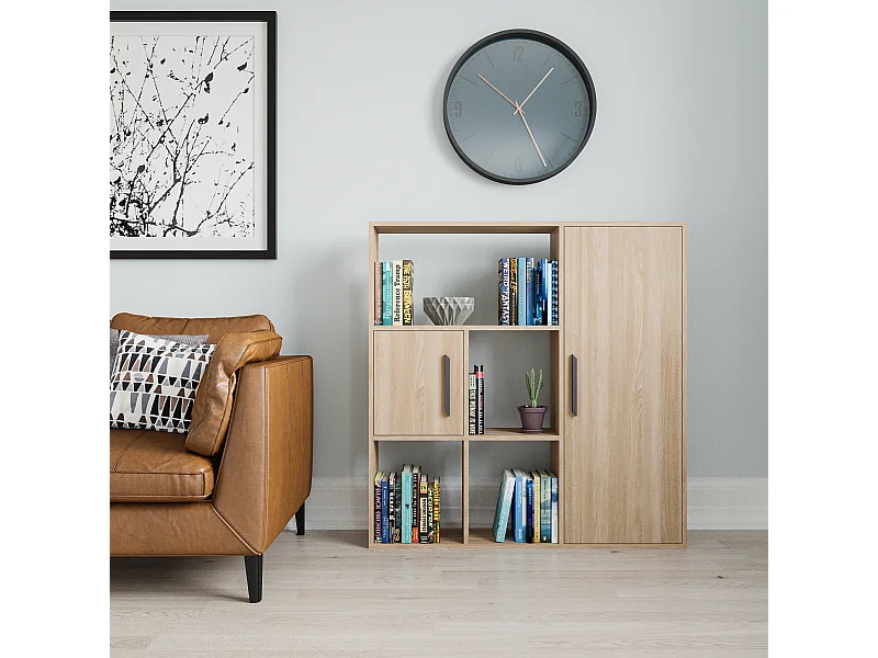 Ridge 124 cm H Bibliothèque Étagères Ouvertes et Armoires (Chêne)