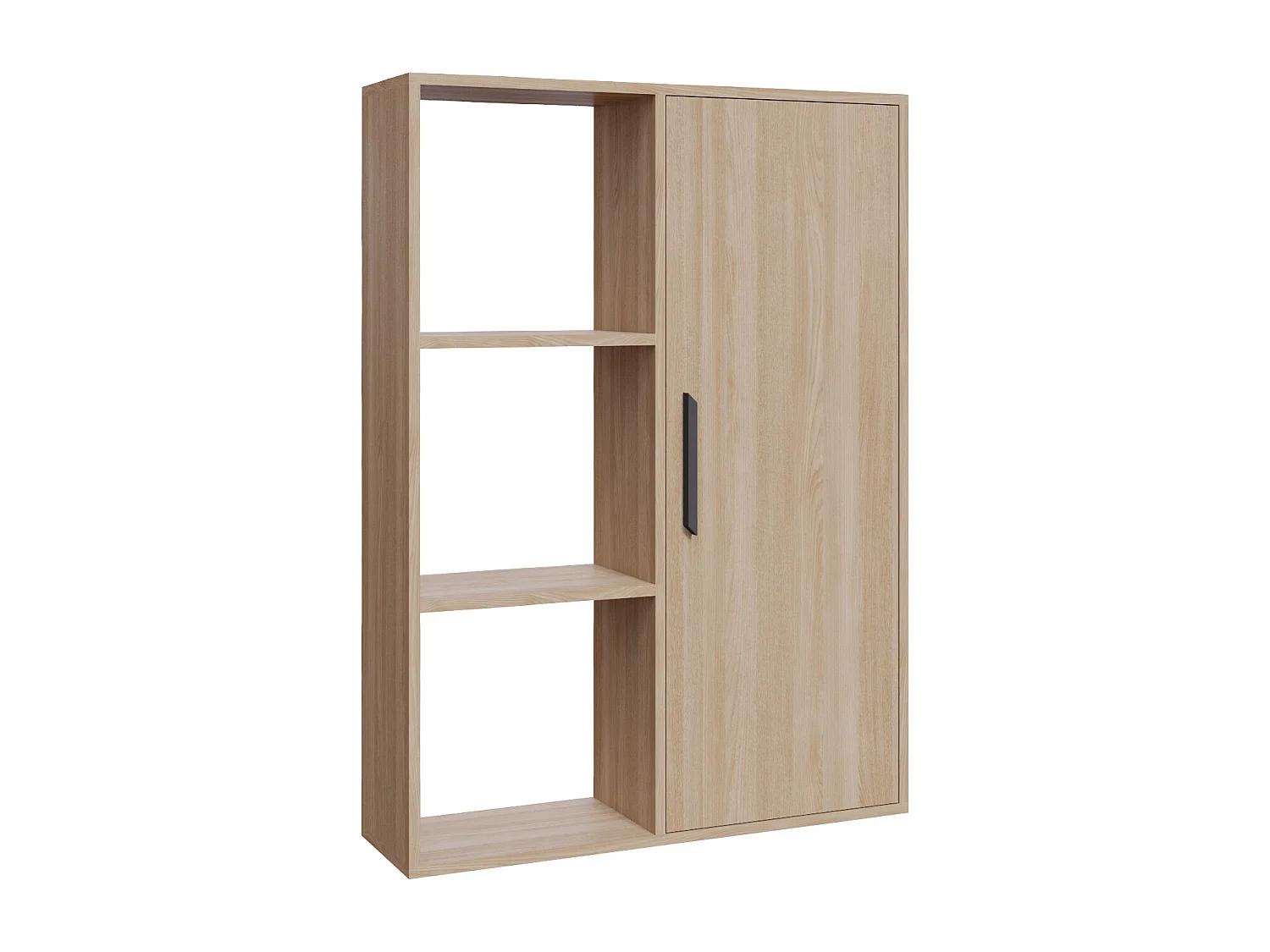 Patrick Bibliothèque 3 Etagères Ouverte et Armoire | Design Minimalist (Chêne)
