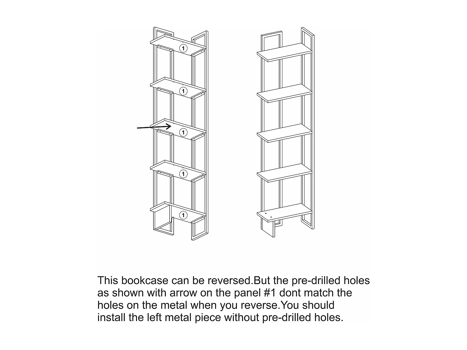 Bibliothèque d'angle 5-étagères Alice avec le cadre en métal (Blanc et Oud)