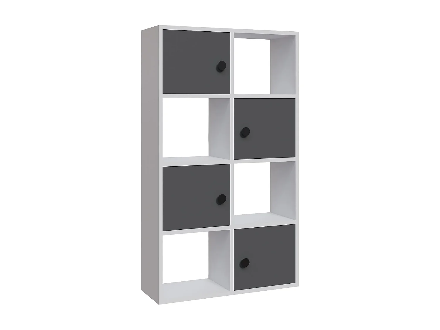 Tasso 123 cm H Bibliothèque 3 Étagères Ouvertes avec 3 Armoires Dos nu Rangement (Blanc et Anthracite)