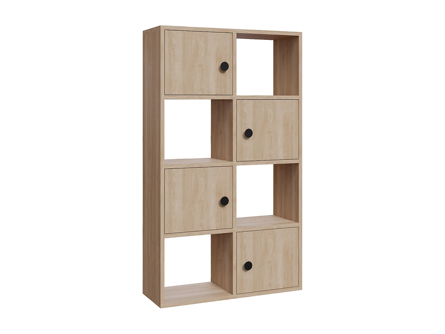 Tasso 123 cm H Bibliothèque 3 Étagères Ouvertes avec 3 Armoires Dos nu Rangement (Chêne)