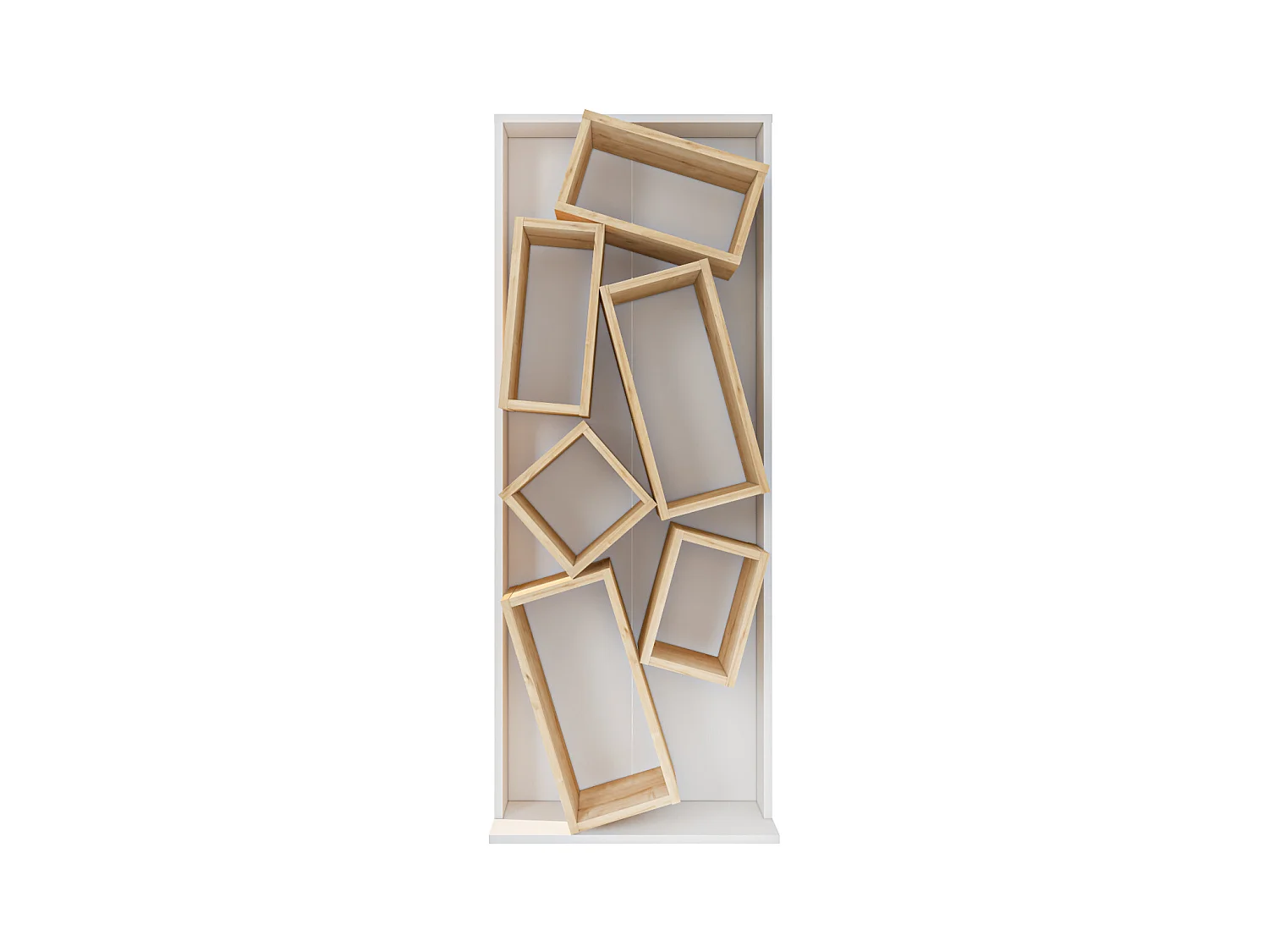 Carmen Bibliothèque Design Géométrique (Blanc et Chêne)