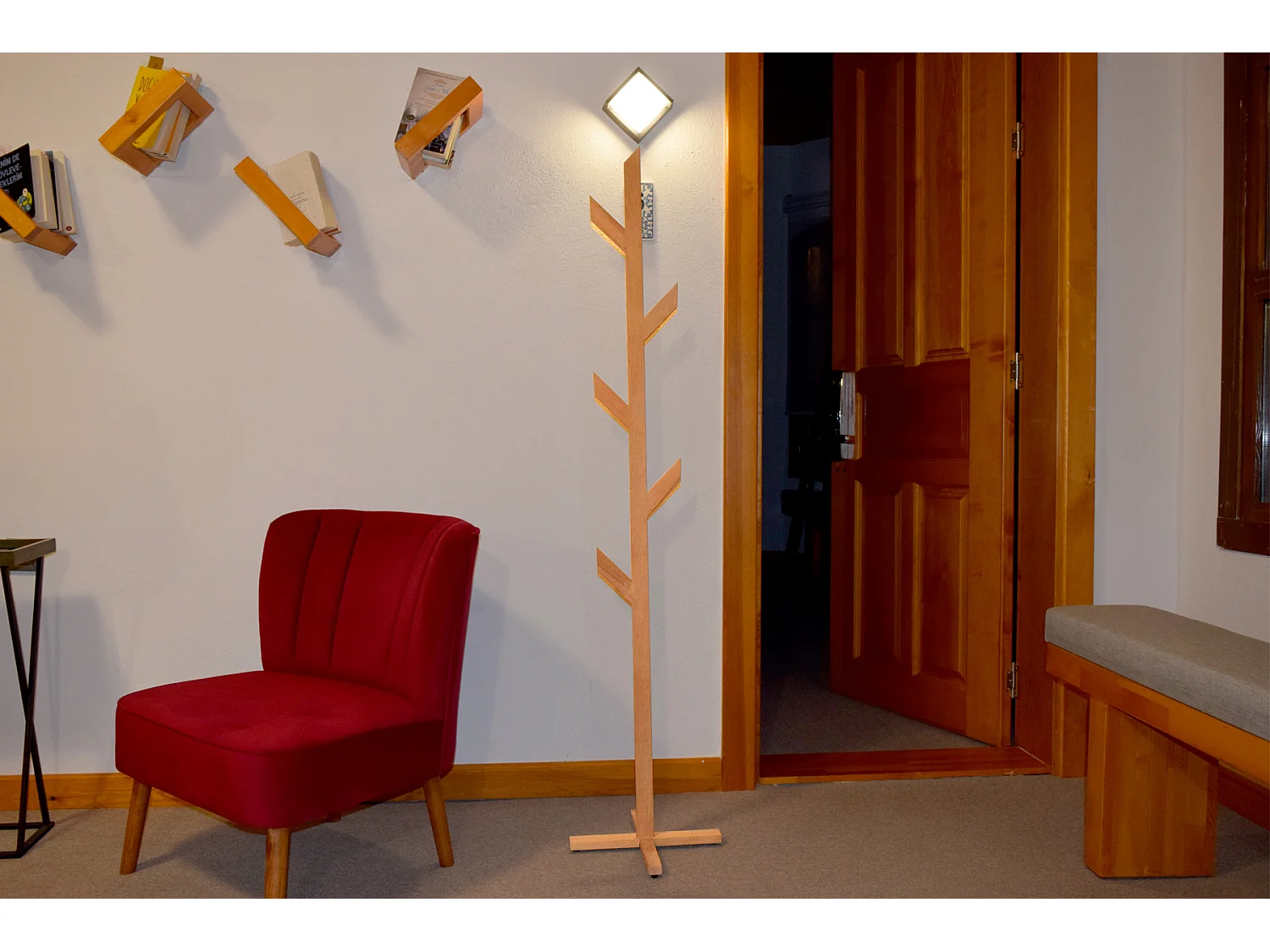 Arbrano 162 cm Portemanteu sur Pied, Fait-main et en Bois