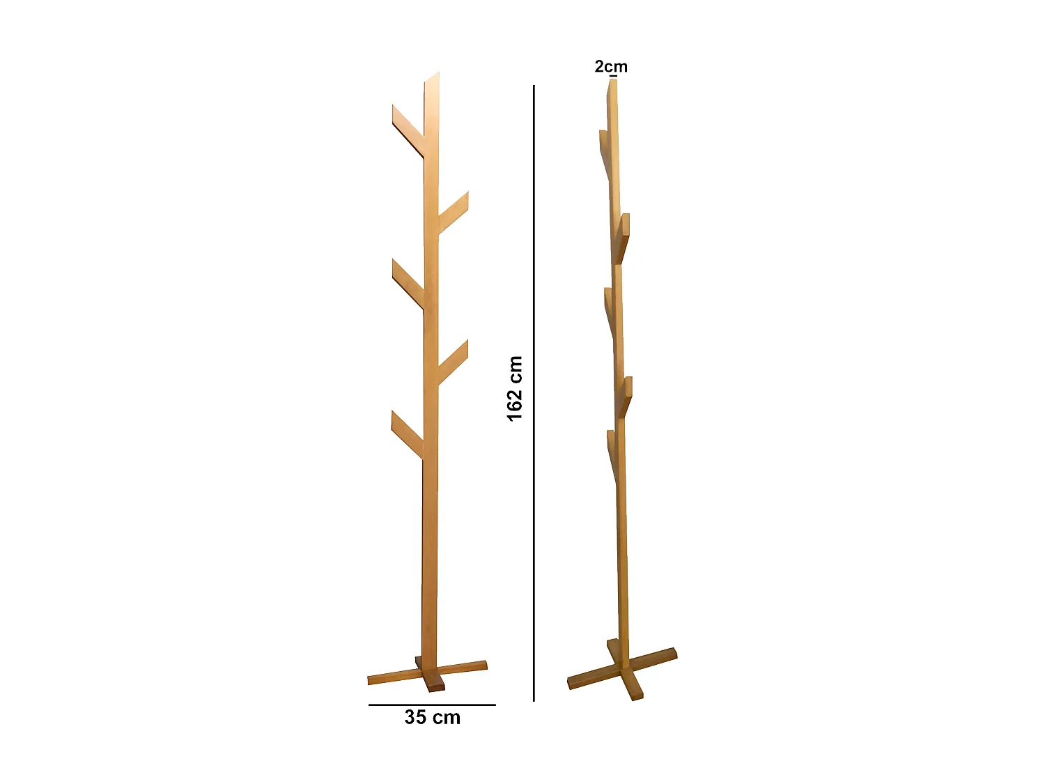 Arbrano 162 cm Portemanteu sur Pied, Fait-main et en Bois