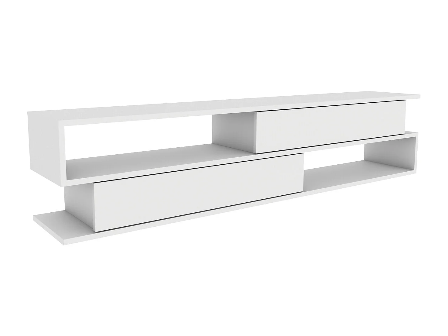 Meuble TV Cortez De 160 Cm Avec 2 Armoires Et 2 Niches (Blanc)