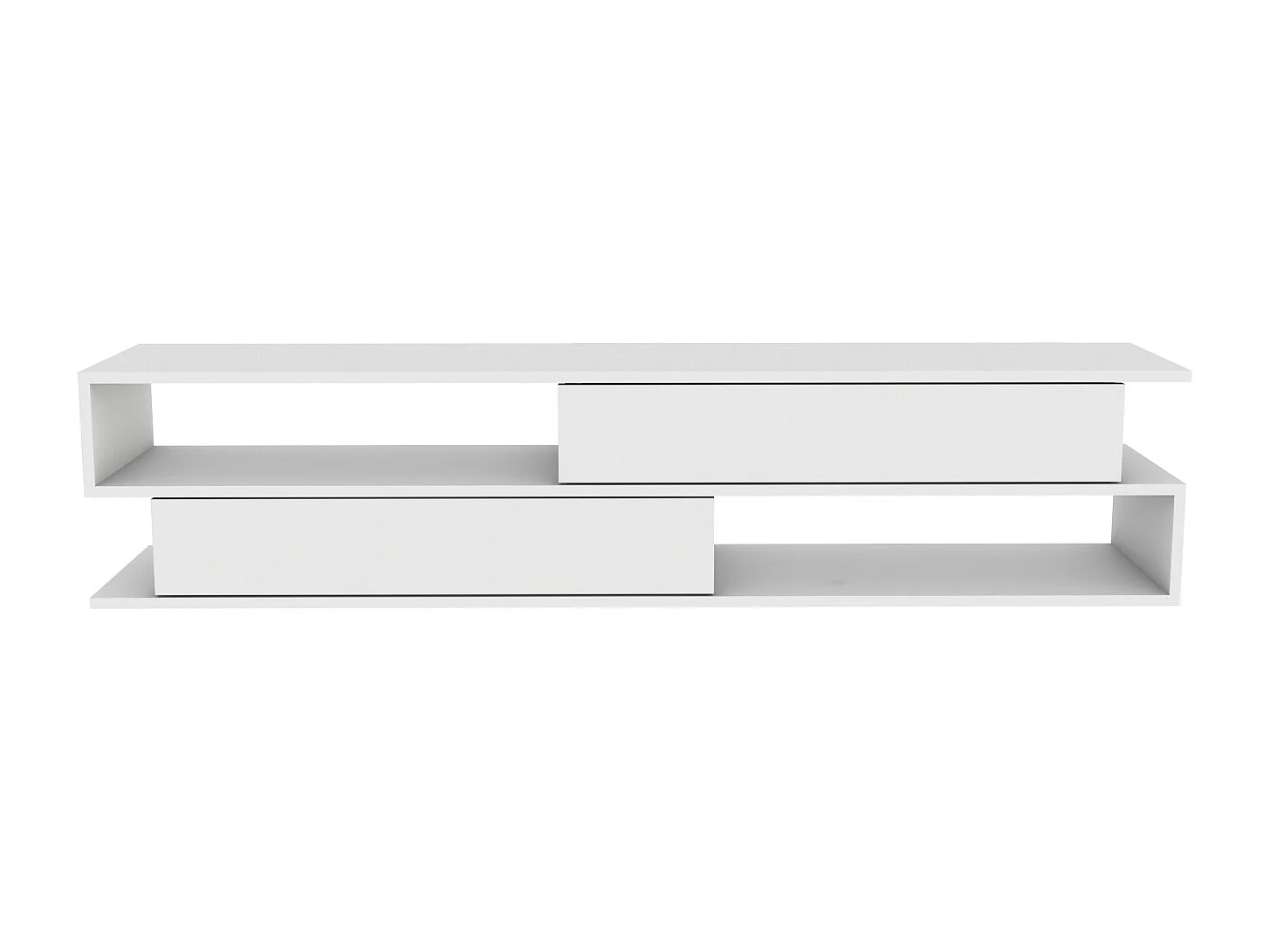 Meuble TV Cortez De 160 Cm Avec 2 Armoires Et 2 Niches (Blanc)
