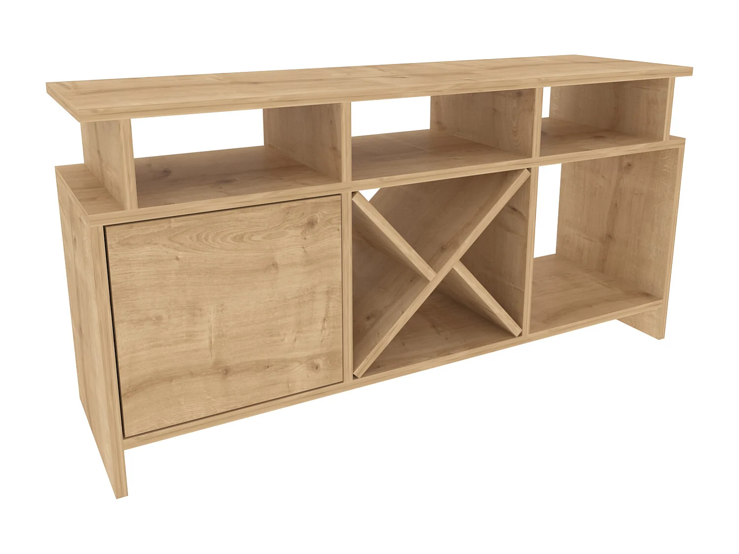 Auburn TV Meuble TV 120 cm Pour les TVs 55" | Niches et Armoire (Chêne)