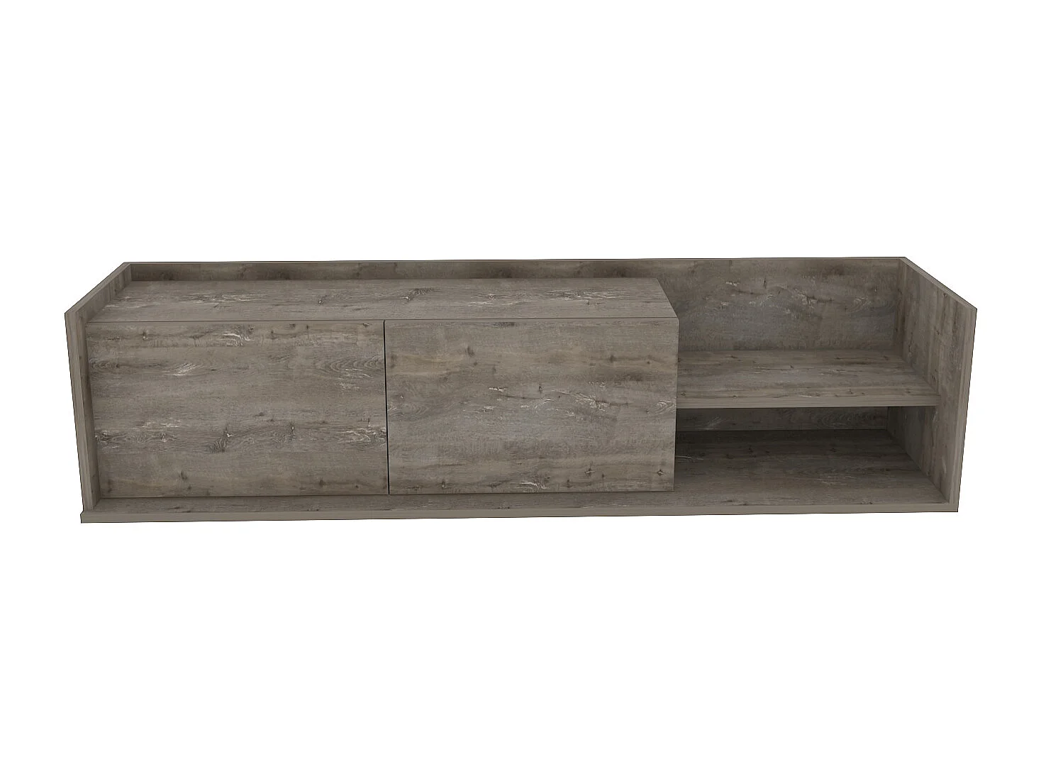 Krog 160 cm Meuble TV | Étagères ouvertes et Armoires battantes (Wenge)