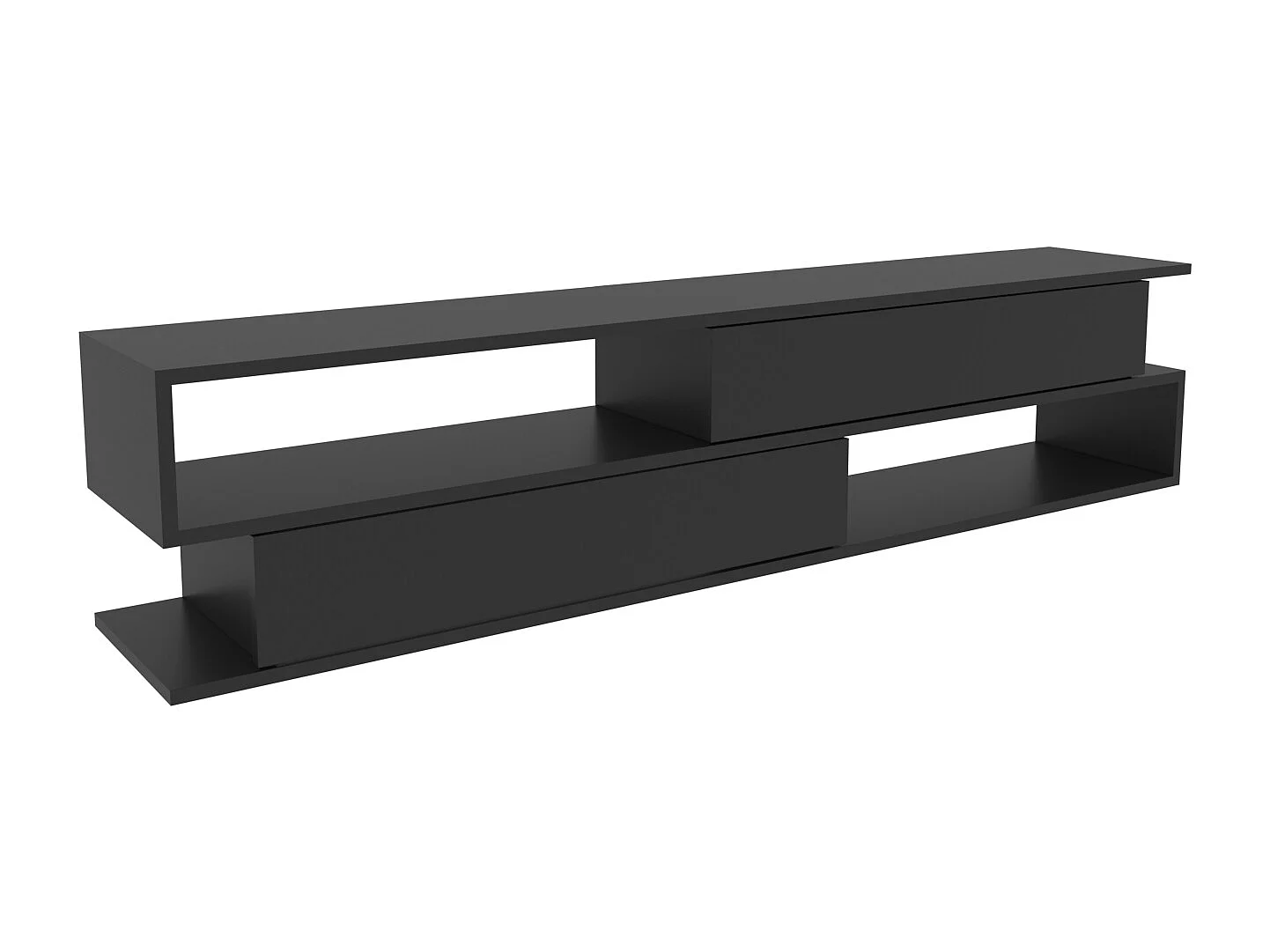 Meuble TV Cortez De 160 Cm Avec 2 Armoires Et 2 Niches (Anthracite)