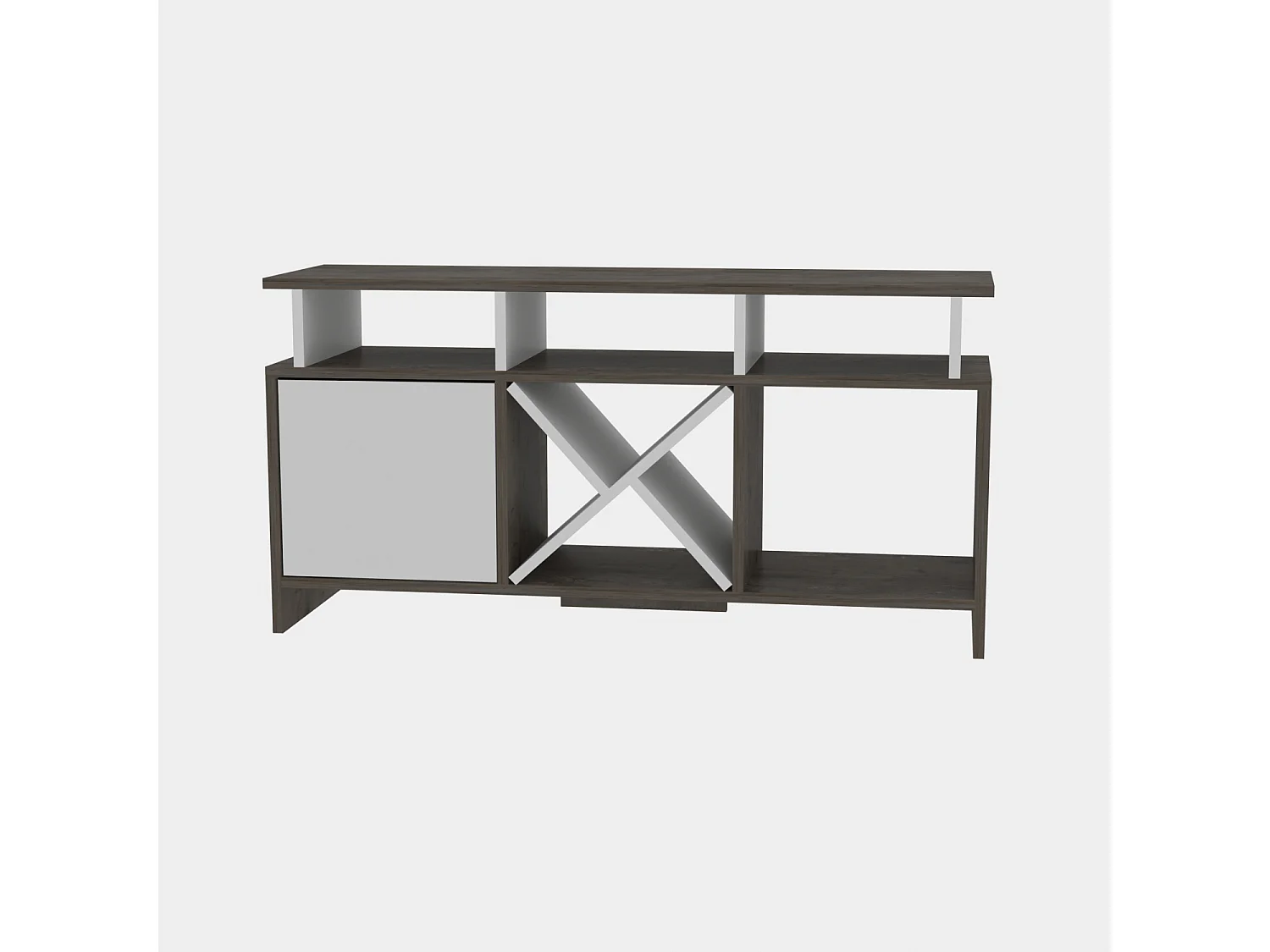 Auburn TV Meuble TV 120 cm Pour les TVs 55" | Niches et Armoire (Blanc et Wenge)