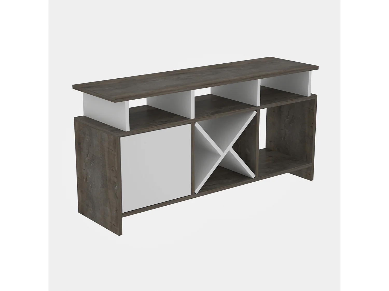 Auburn TV Meuble TV 120 cm Pour les TVs 55" | Niches et Armoire (Blanc et Wenge)